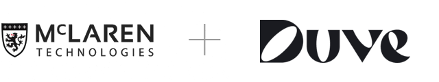 Logos of McLaren Technologies and Dove against a black background.