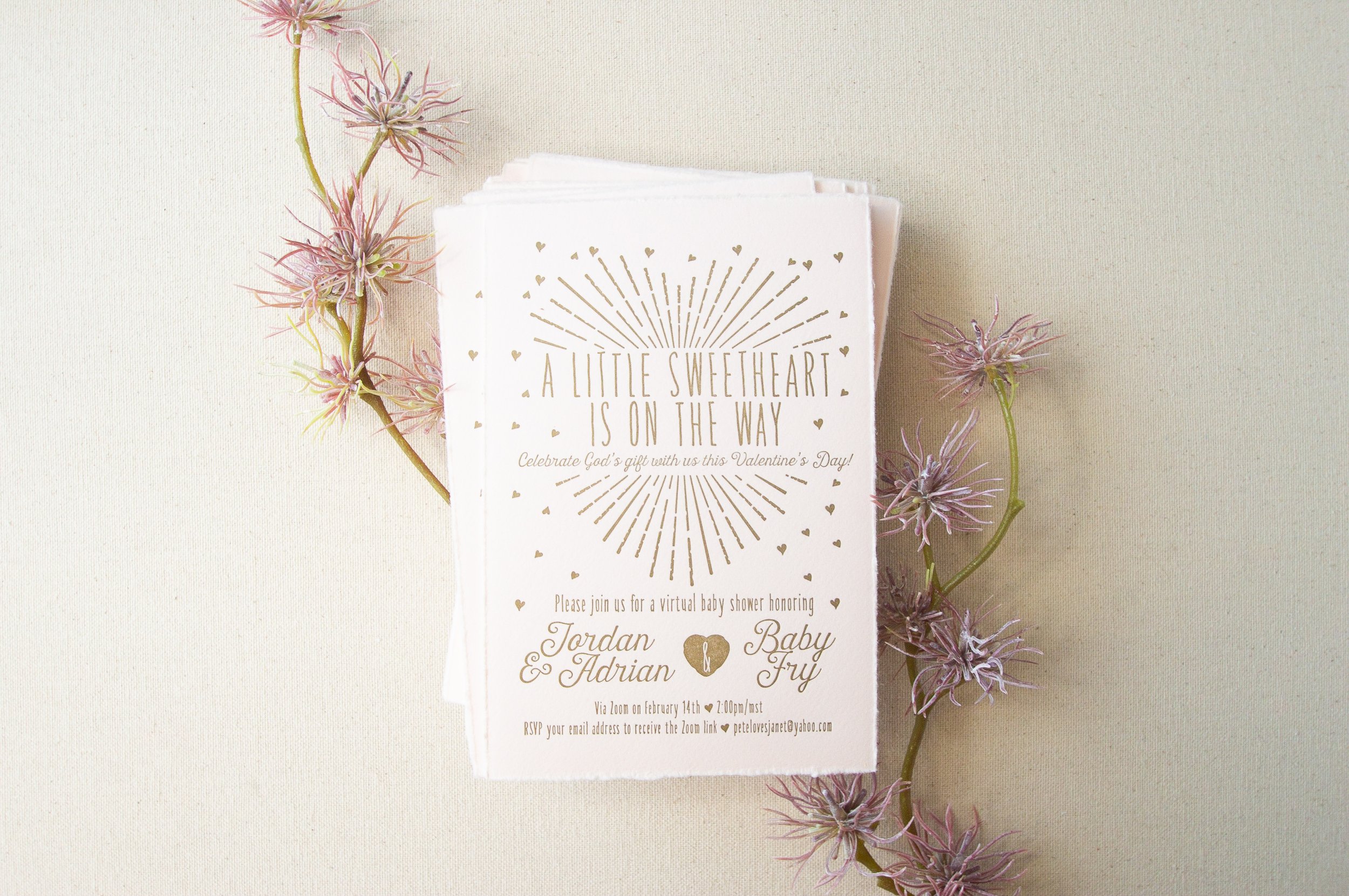 Letterpress baby shower invitation