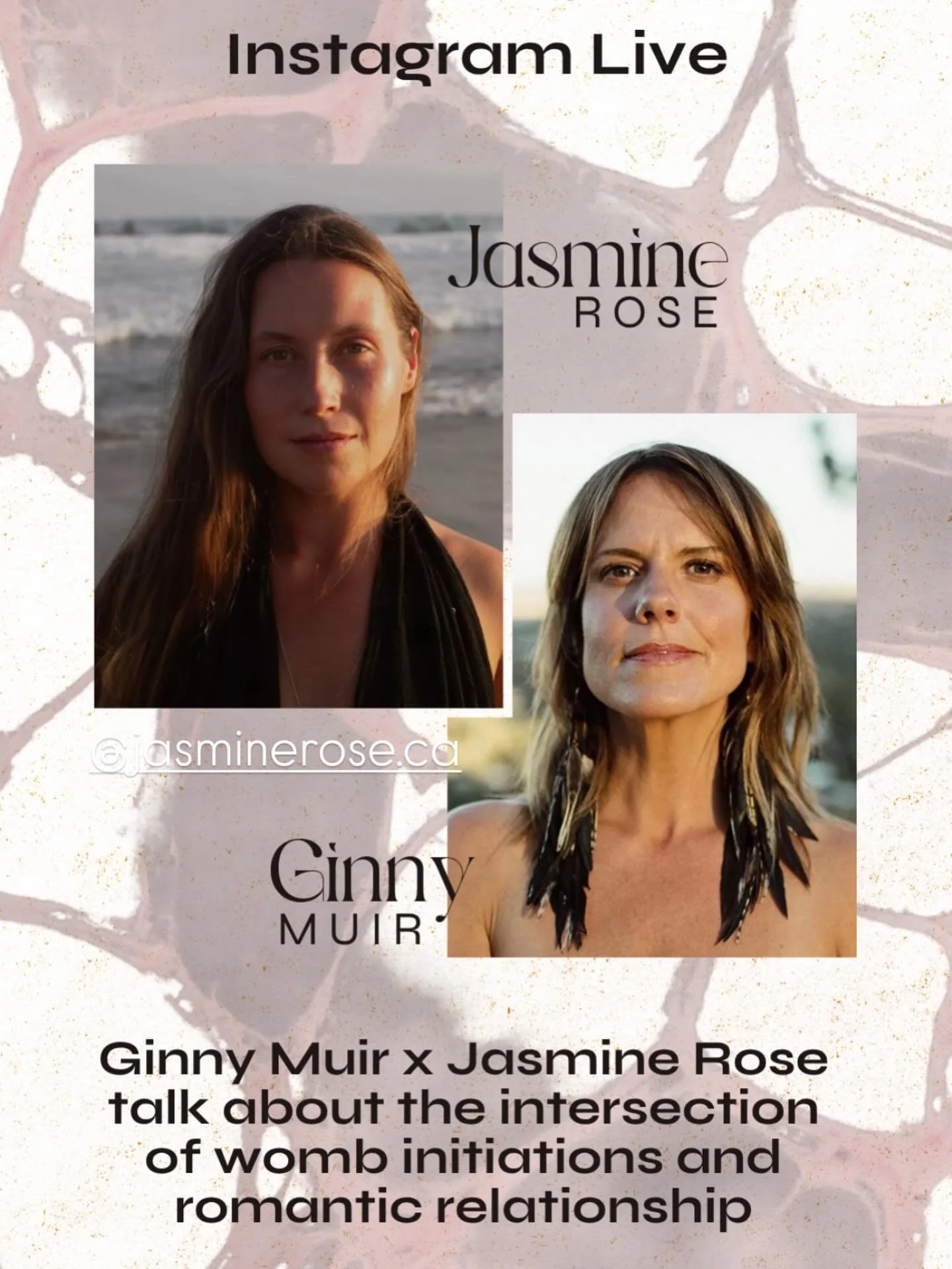 @jasminerose.ca guides women out of numbness and back into relationship with womb, blood, cycle, birth. 

@ginnymuir helps humans find their way to the truth of one another in relationship &mdash; romantic and otherwise. 

When a woman comes into a n