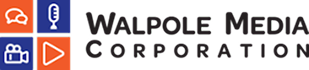 Walpole Media Corporation logo with icons for internet, profile, video, and play.
