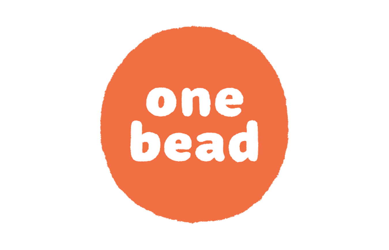 Orange circle with white text that says "one bead" inside.