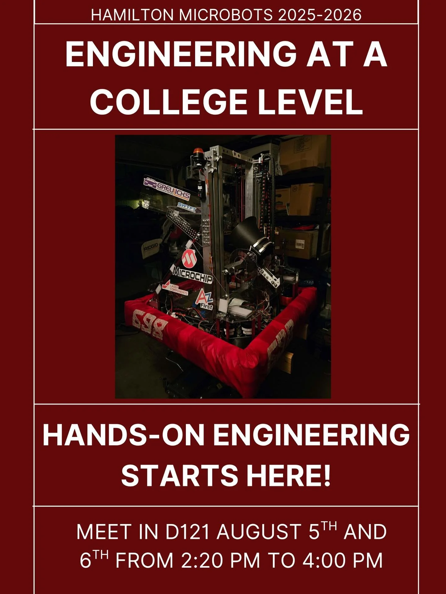 📣Attention all Hamilton High School Students!

Ready to actually use what you learn in class? 

At Hamilton Microbots, we take those math and science skills and put them to work on real engineering projects. 

Are you ready to get your hands dirty a