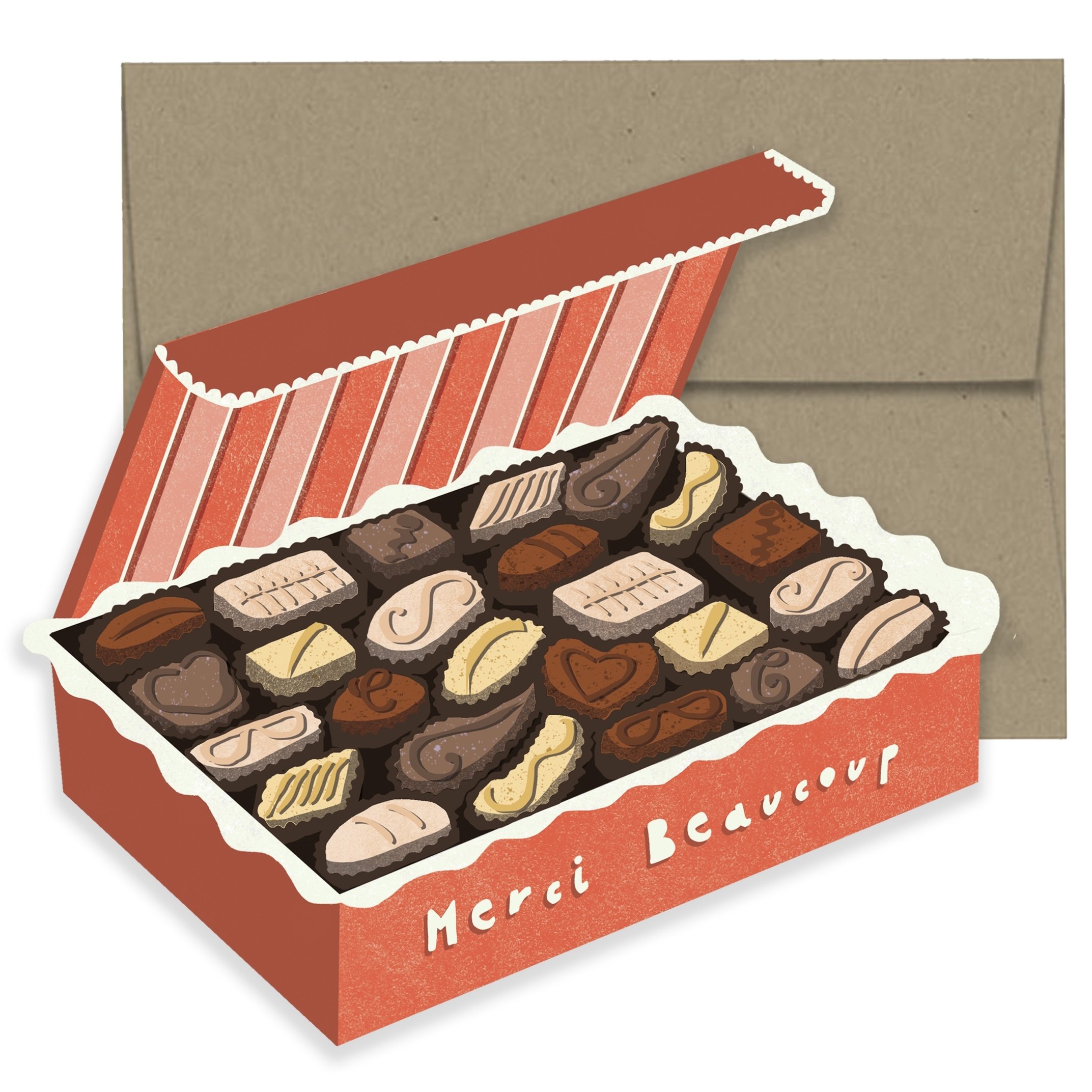 Merci Chocolate Box Die Cut Card | Designed by Isatopia