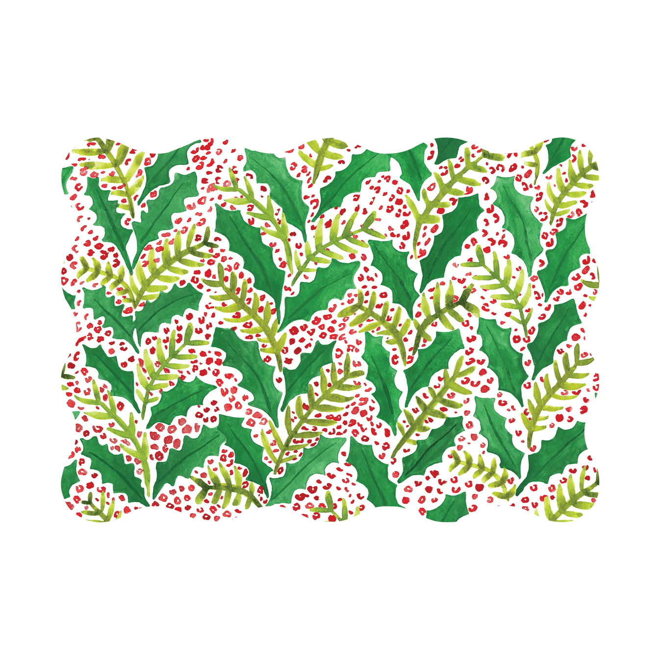 Holly Jolly Scalloped Paper Placemats