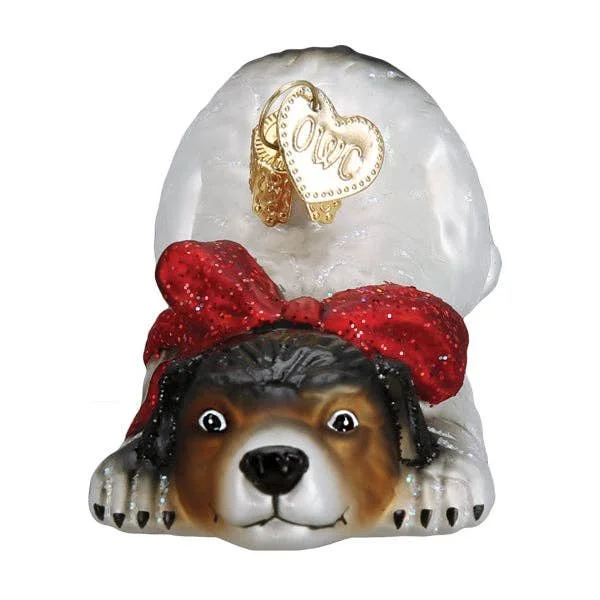 Norman Rockwell Signature Dog Glass Ornament