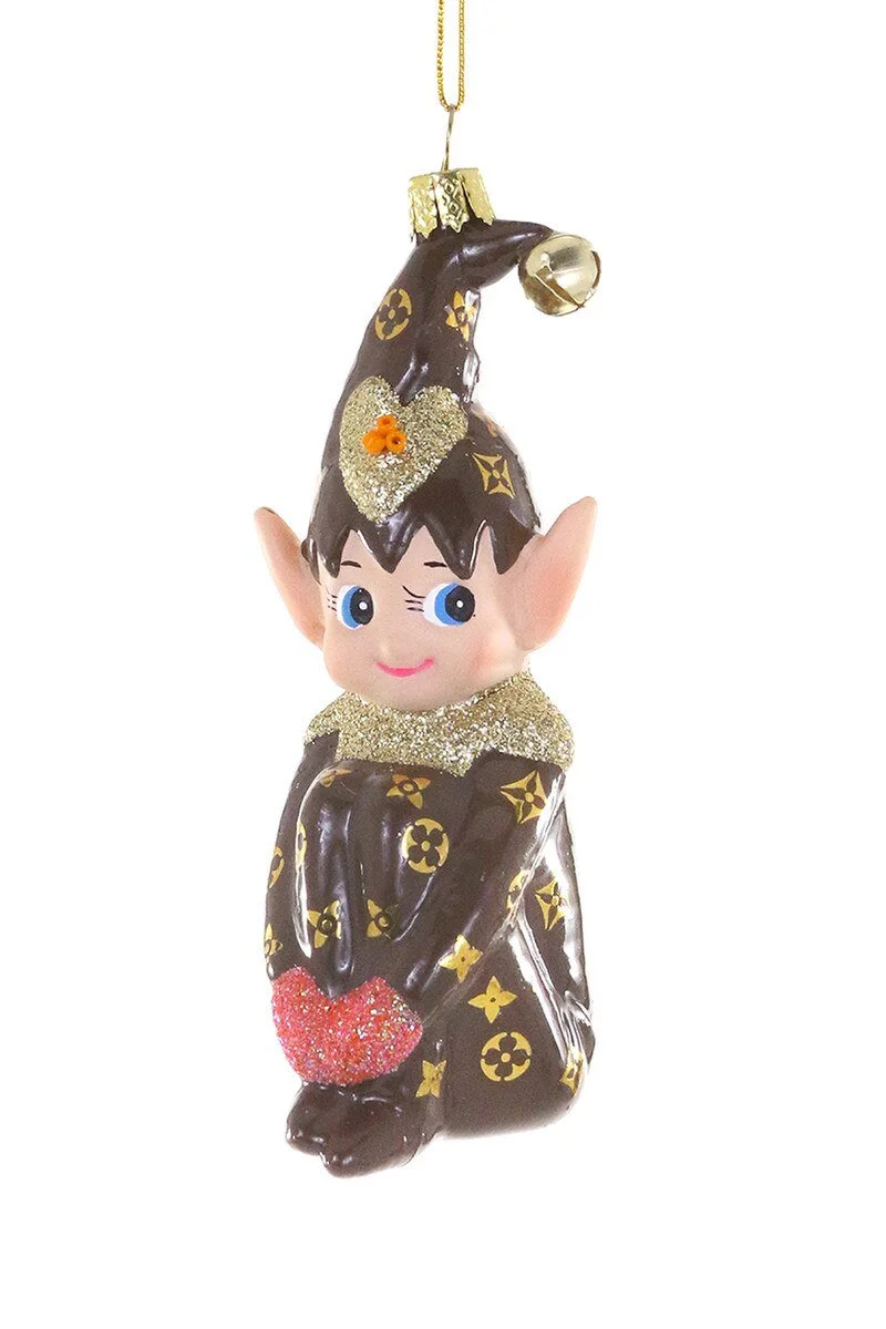 Luxe Knee Hugging Elf Ornament