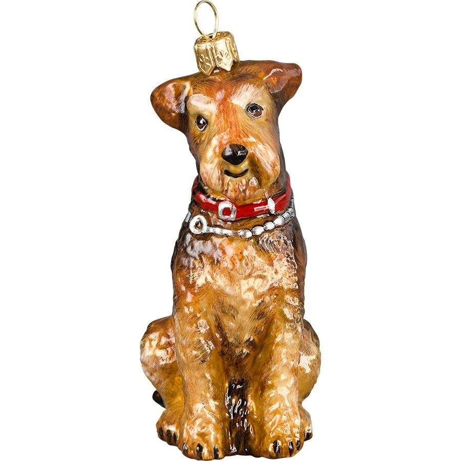 Airedale Terrier Holiday Glass Ornament