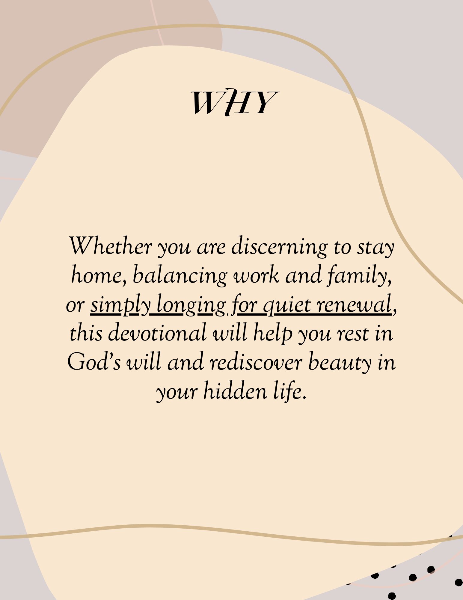 Inspirational quote about finding beauty in life and spiritual renewal, displayed on a beige abstract background with subtle design elements.