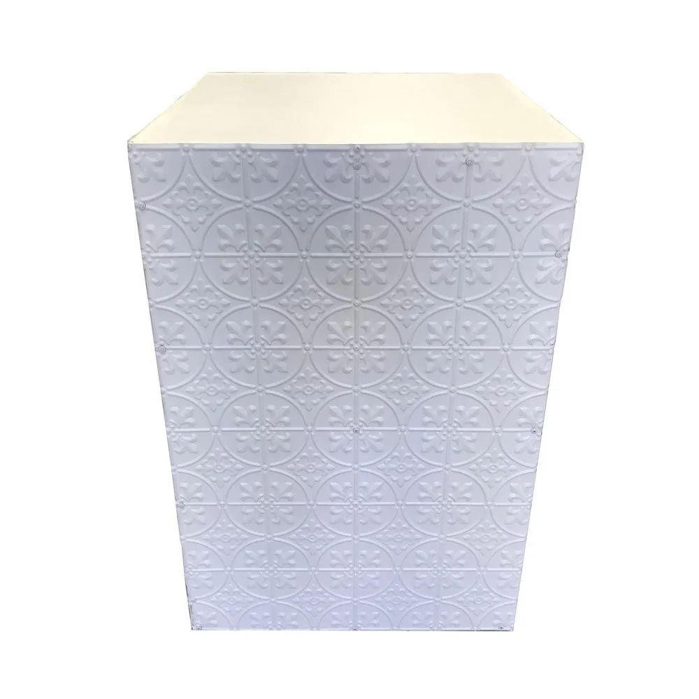 Pressed-metal-cake-plinth for hire - melbourne event florals.jpg