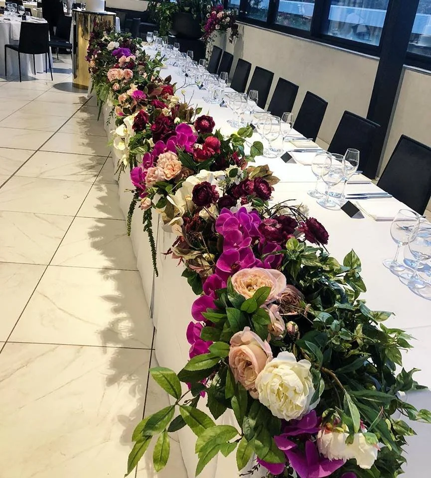 bridal table runner with flowers - melbourne event florals.jpg