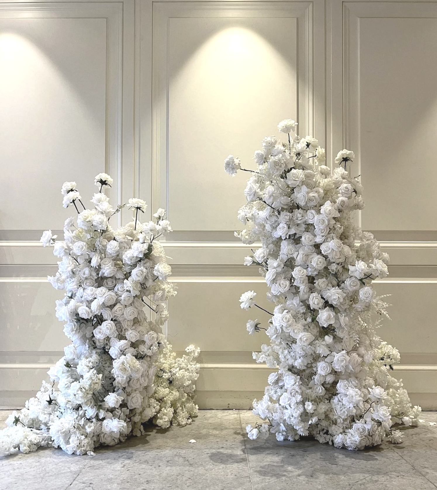 Pair of Towers - Heavy Floral Coverage in Asymmetric Design