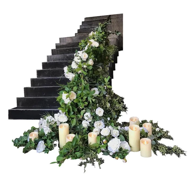 Stair-Cascade with flowers and candles for hire - melbourne event florals.jpg
