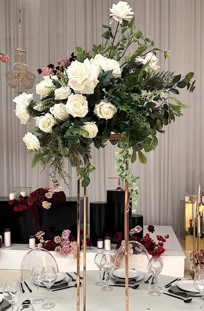 Centrepiece - Greenery foliage base with white florals