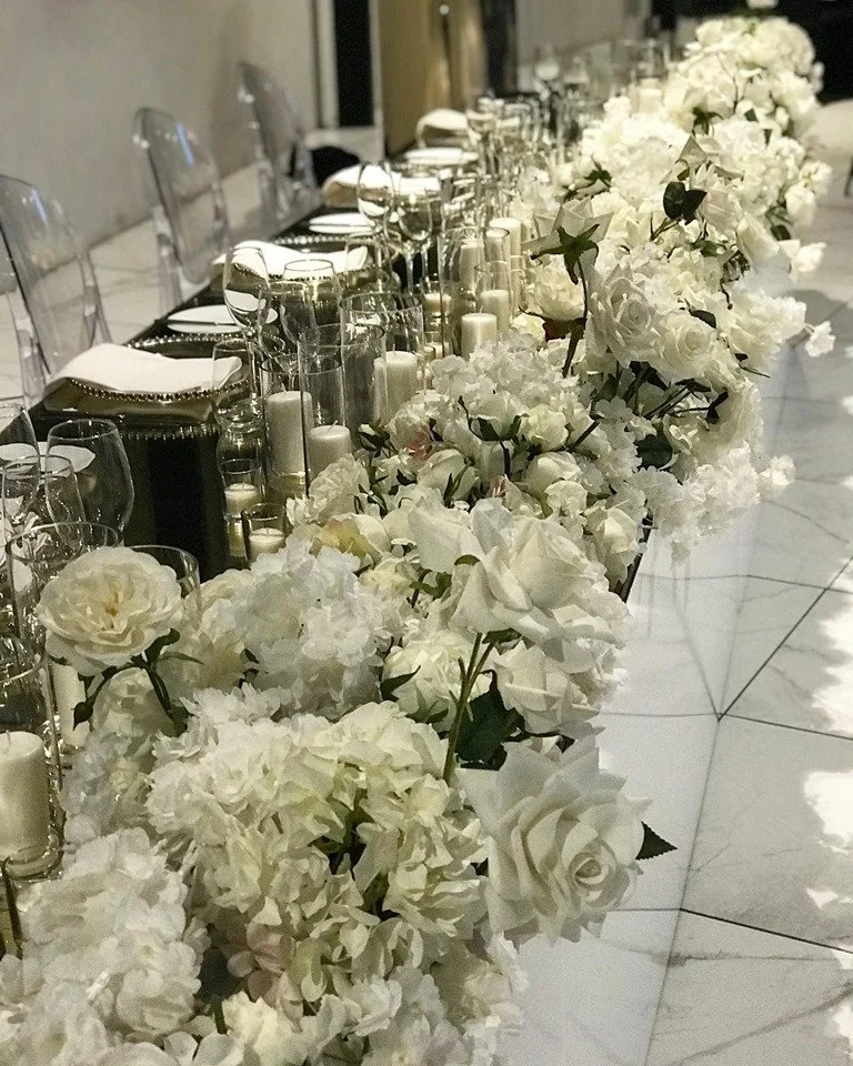 Bridal Table Runner - White Floral