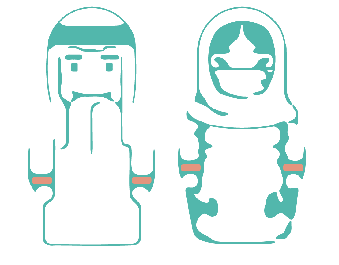 رسم توضيحي لقارورتي رذاذ، إحداهما ذات قمة مستديرة والأخرى ذات قمة مدببة أكثر، وكلاهما مزود بملصقات وفوهات رش.