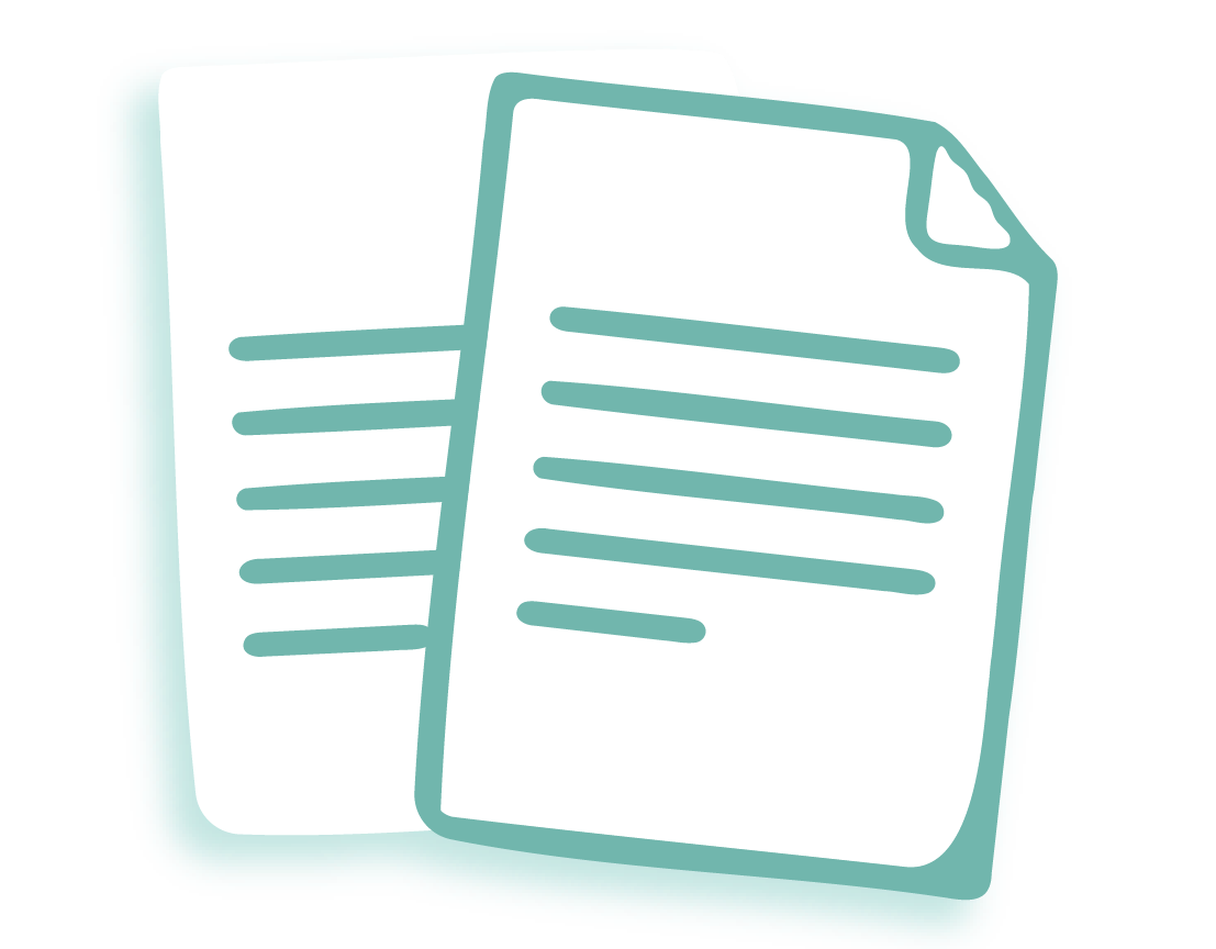 ورقتان من الورق المسطر عليهما نص، إحداهما متداخلة جزئياً مع الأخرى.