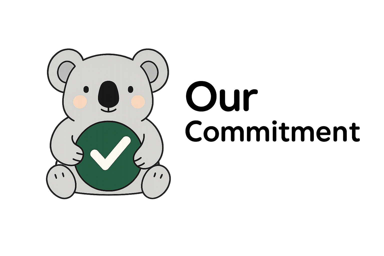 A cartoon koala bear holding a green circle with a white checkmark. The background features colorful, neon-like streaks and the text 'Build Community' in black.