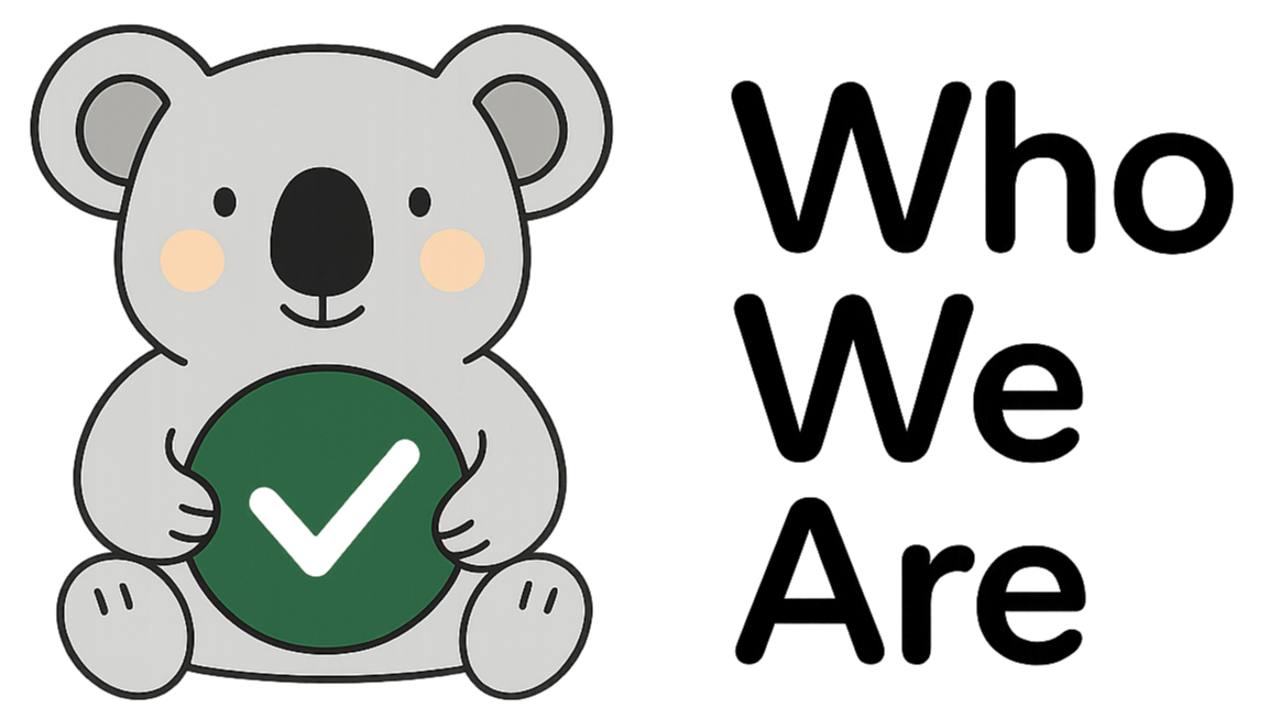 Cute illustrated koala bear holding a green clock with a checkmark on its face, cartoon style.