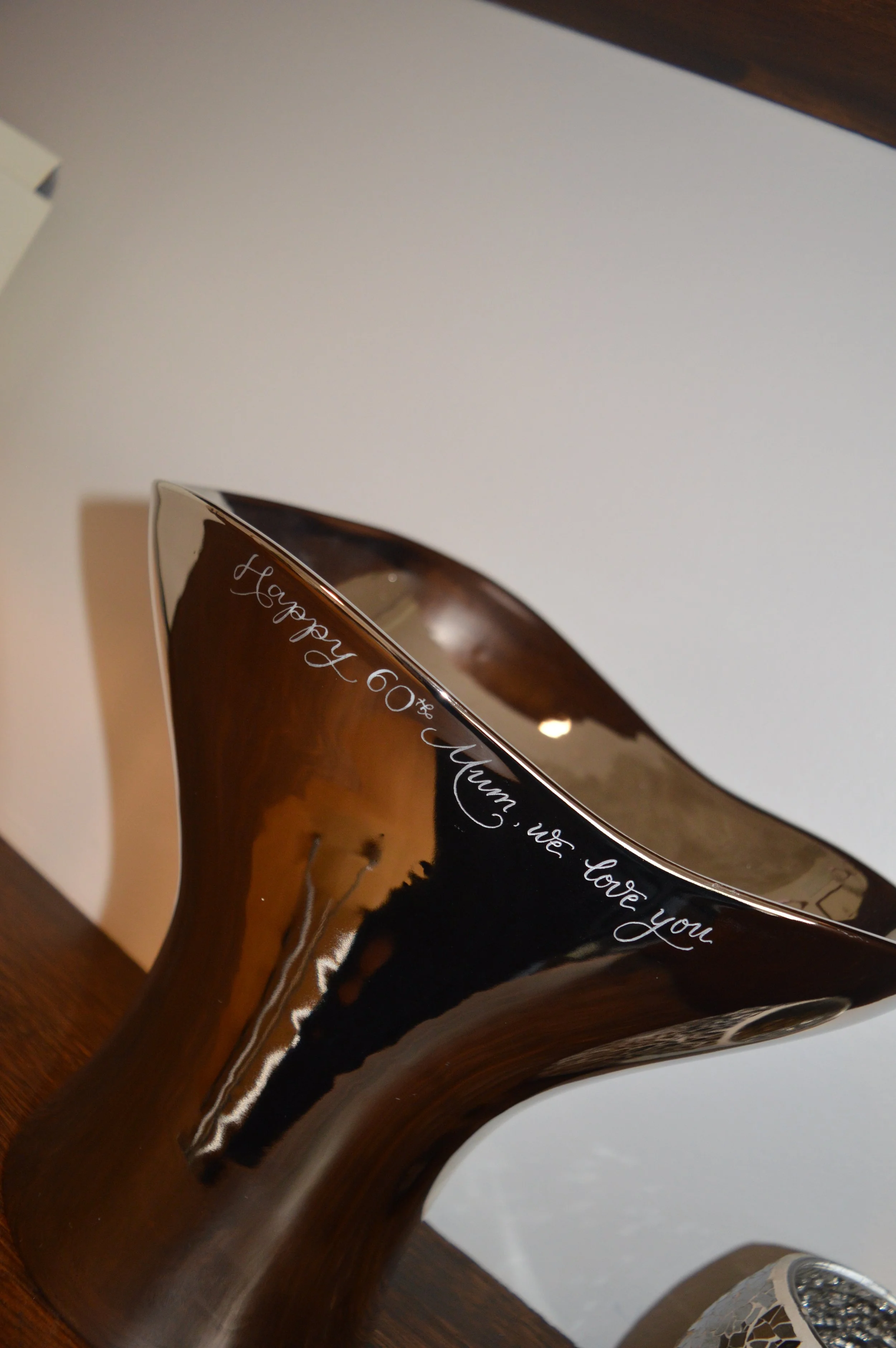 Hand Engraved personalised silver vase from Country Road