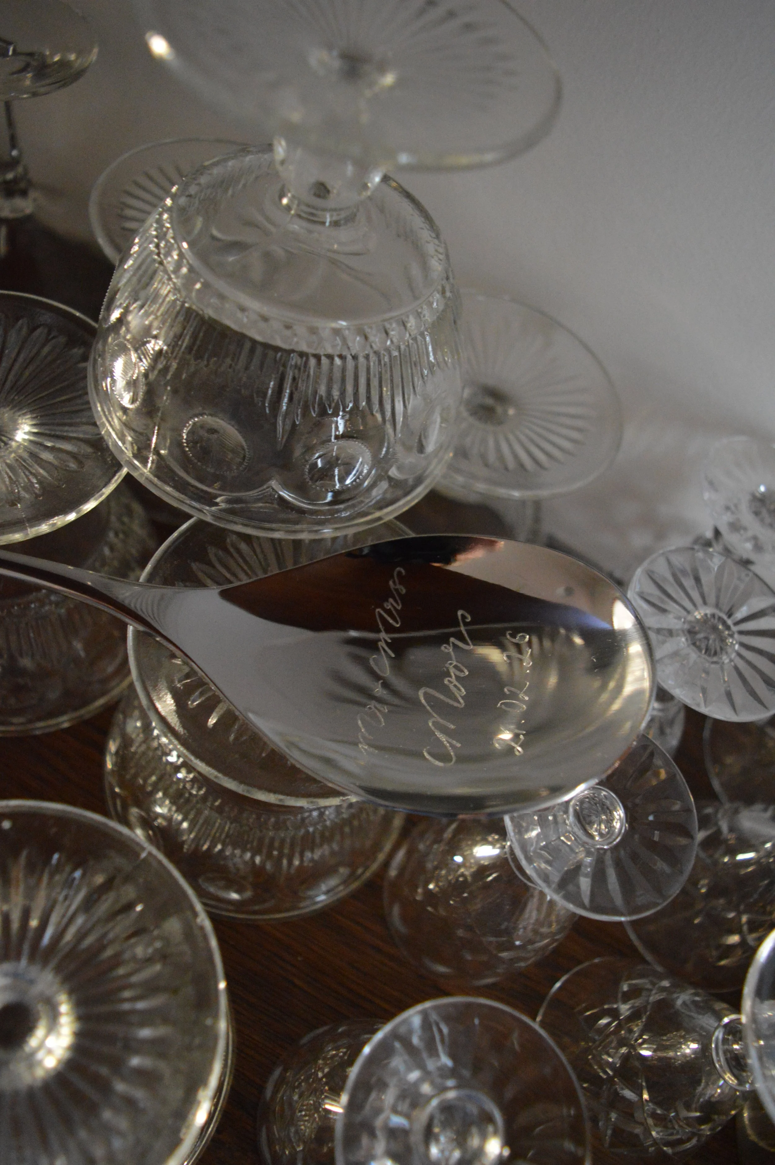 Engraved wedding cake serving spoon