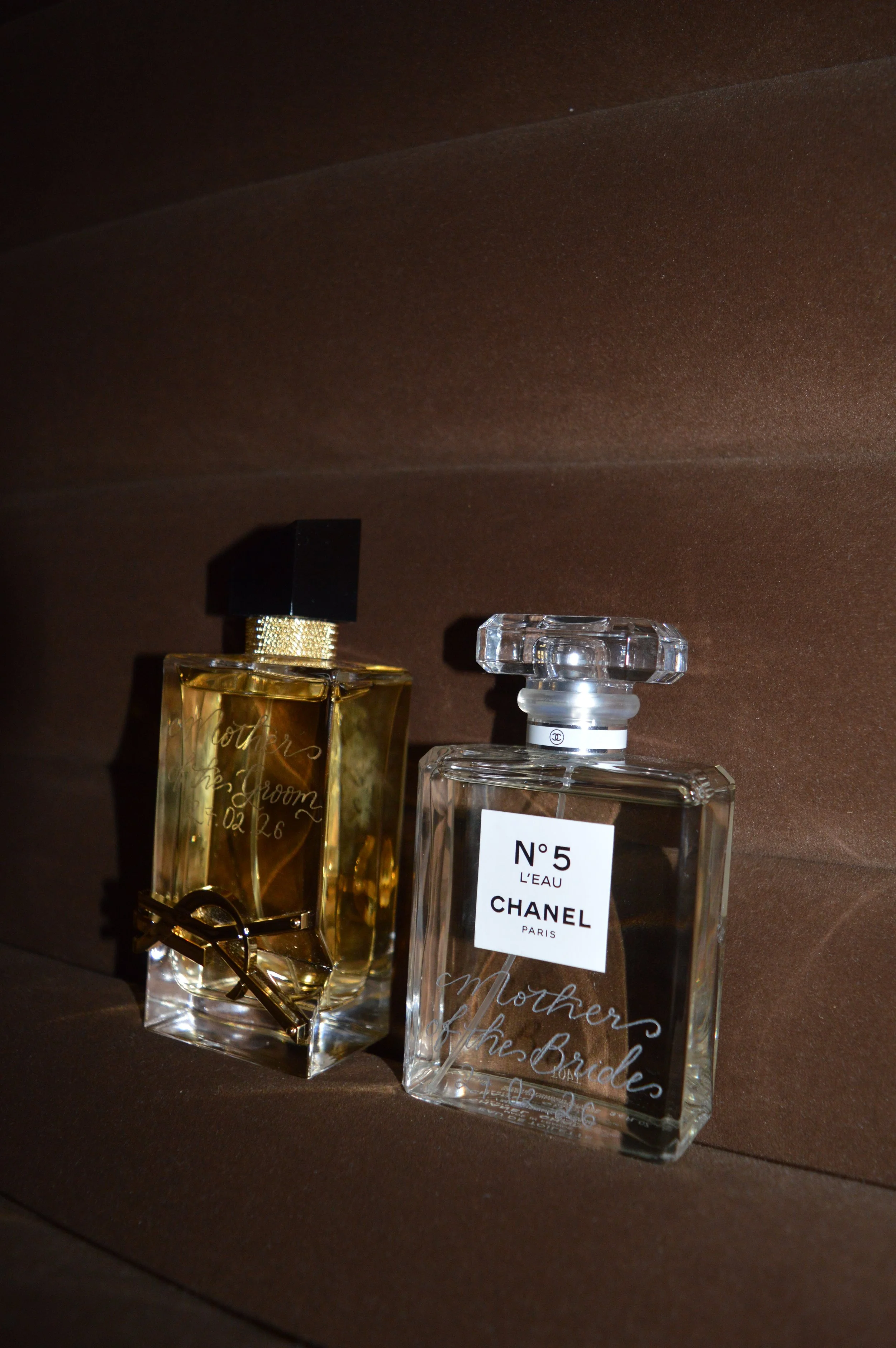 Hand engraved wedding day perfume bottle gifts