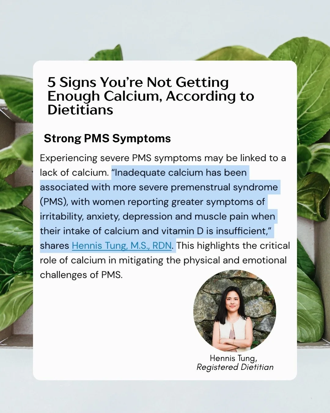 Calcium does so much more than support bone health 🦴

We need it for muscle function, heart rhythm, nerve signalling, hormone release, and mood regulation. 

Falling short over time can show up in less obvious ways, including muscle cramps, fatigue,