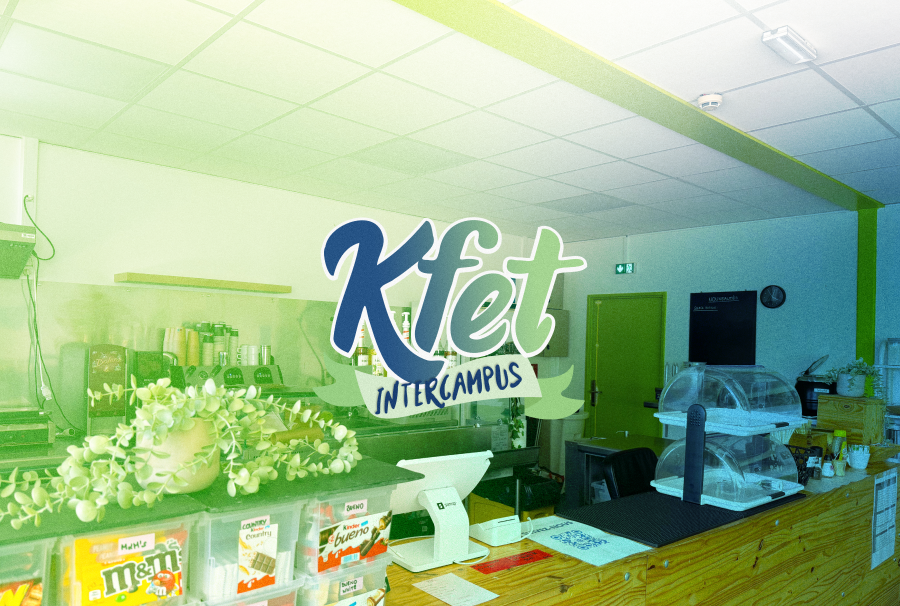 Photo de la Kfet avec logo Kfet dessus