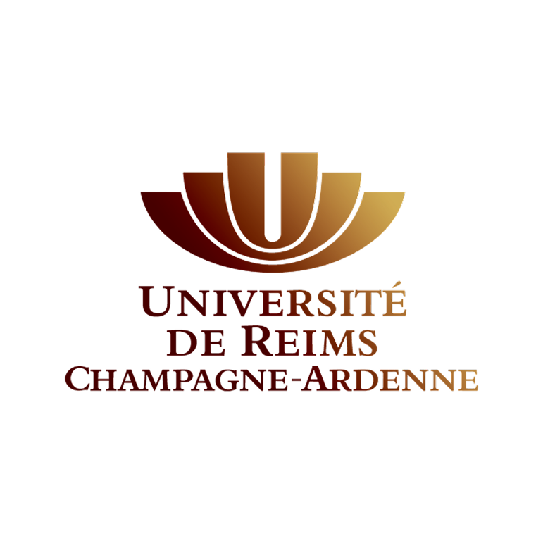 Logo de l'Université de Reims Champagne-Ardenne avec un symbole stylisé et le nom de l'université.