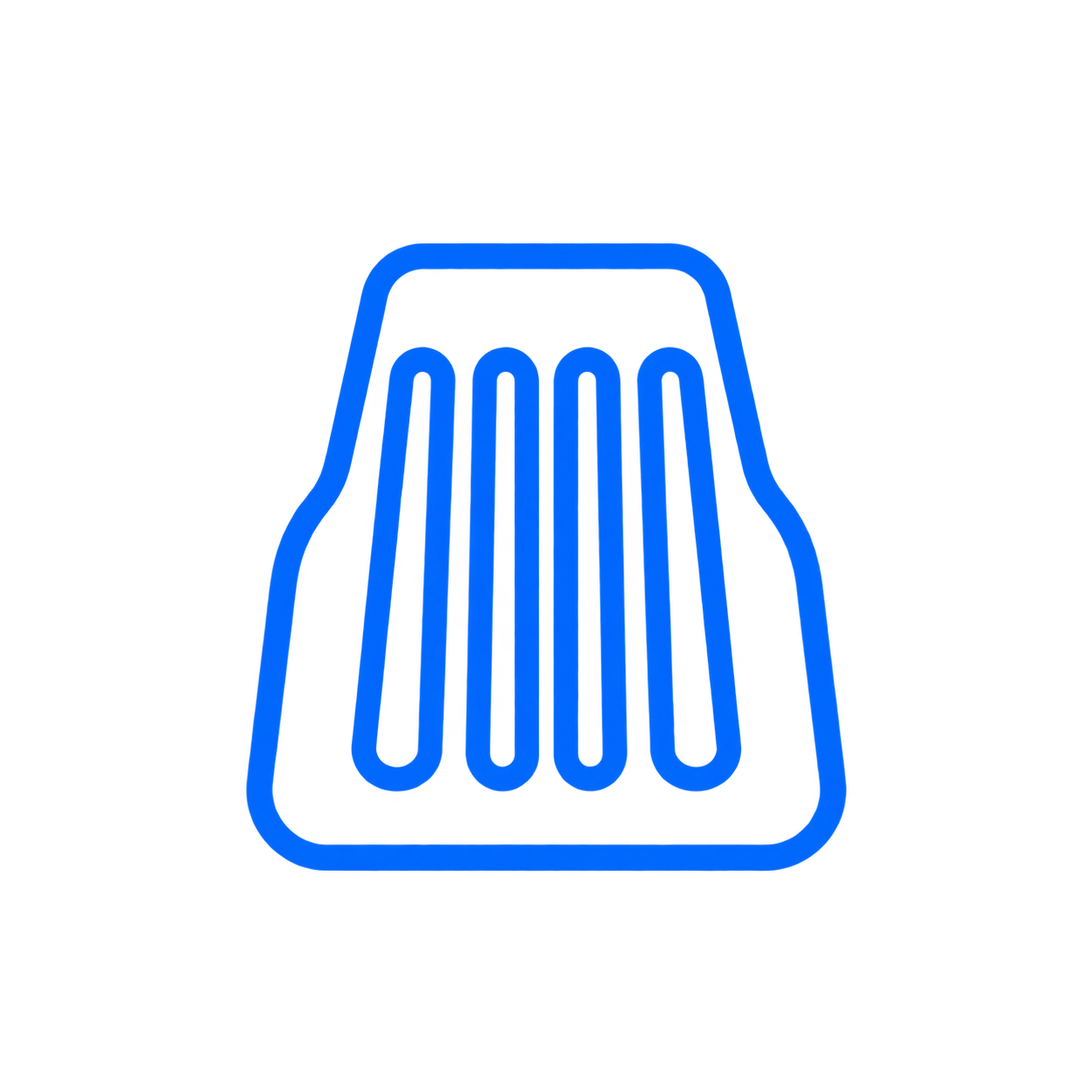Neon blue outline of a sponge or cleaning scrubber on a black background.
