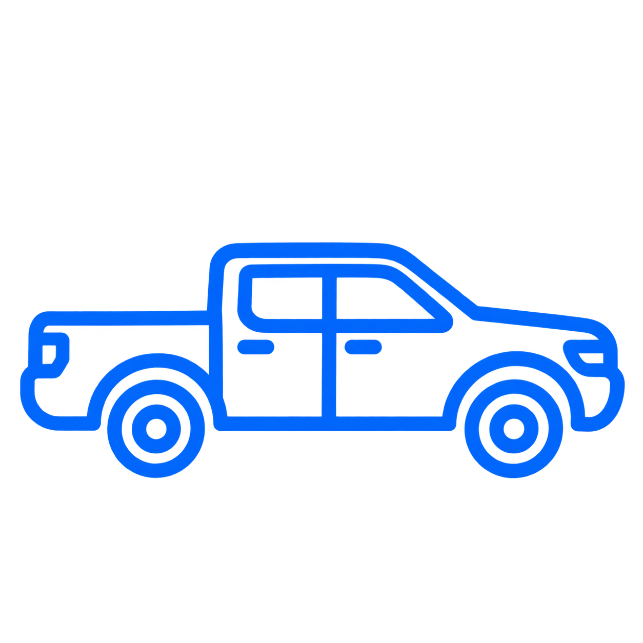 Outline illustration of a blue pickup truck.
