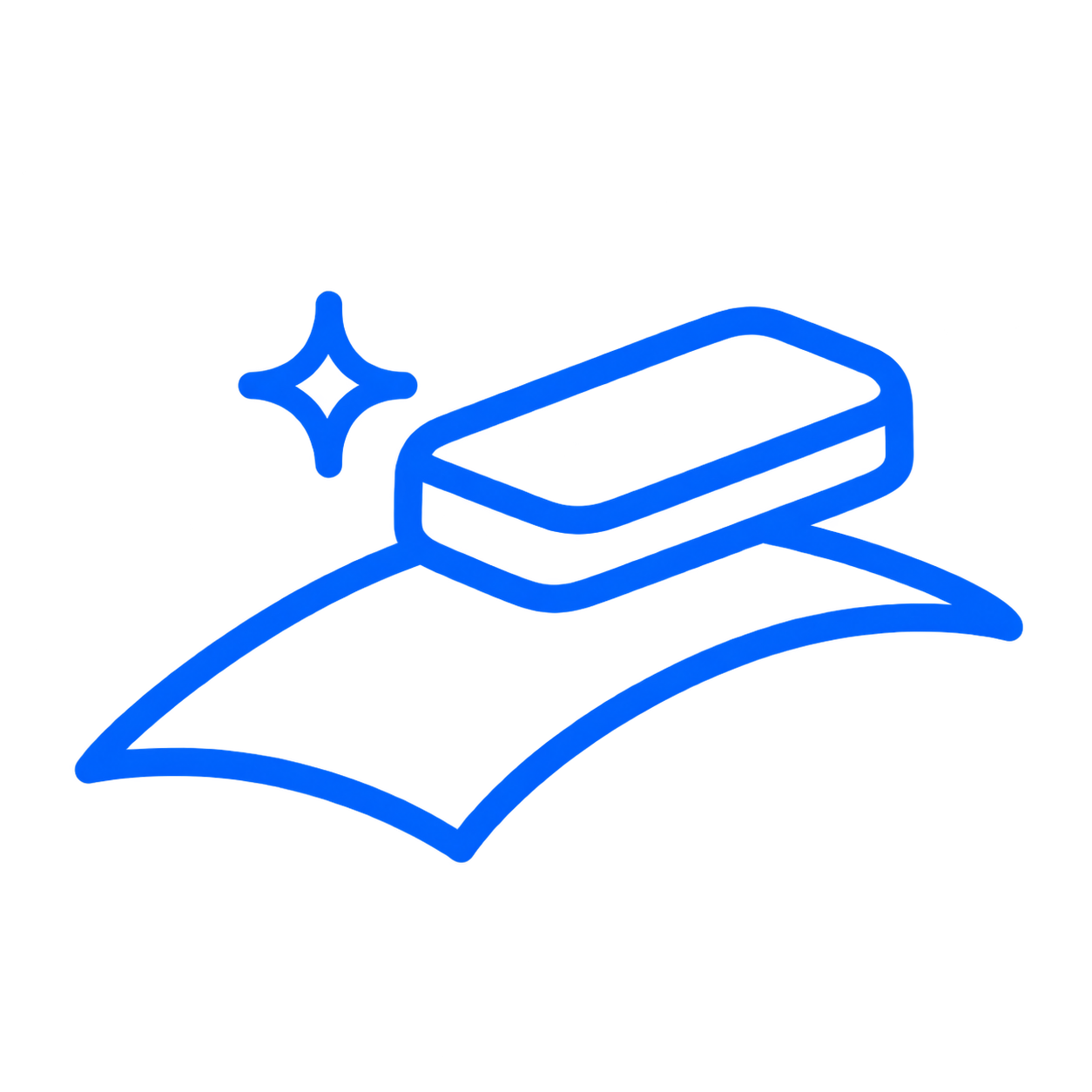Blue icon of a document with a pencil, sparkles indicating editing or creation.
