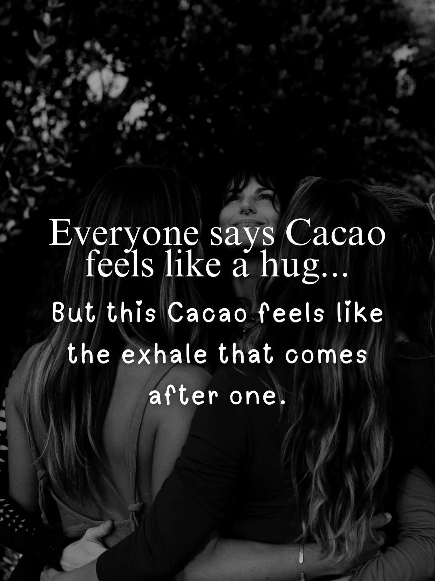 This gets thrown around a lot:

&ldquo;Cacao feels like a hug.&rdquo;

But hear me out.
Because this cacao from Papua New Guinea doesn&rsquo;t just feel like a hug&hellip;

She feels like the exhale that comes after one.

The moment your shoulders dr