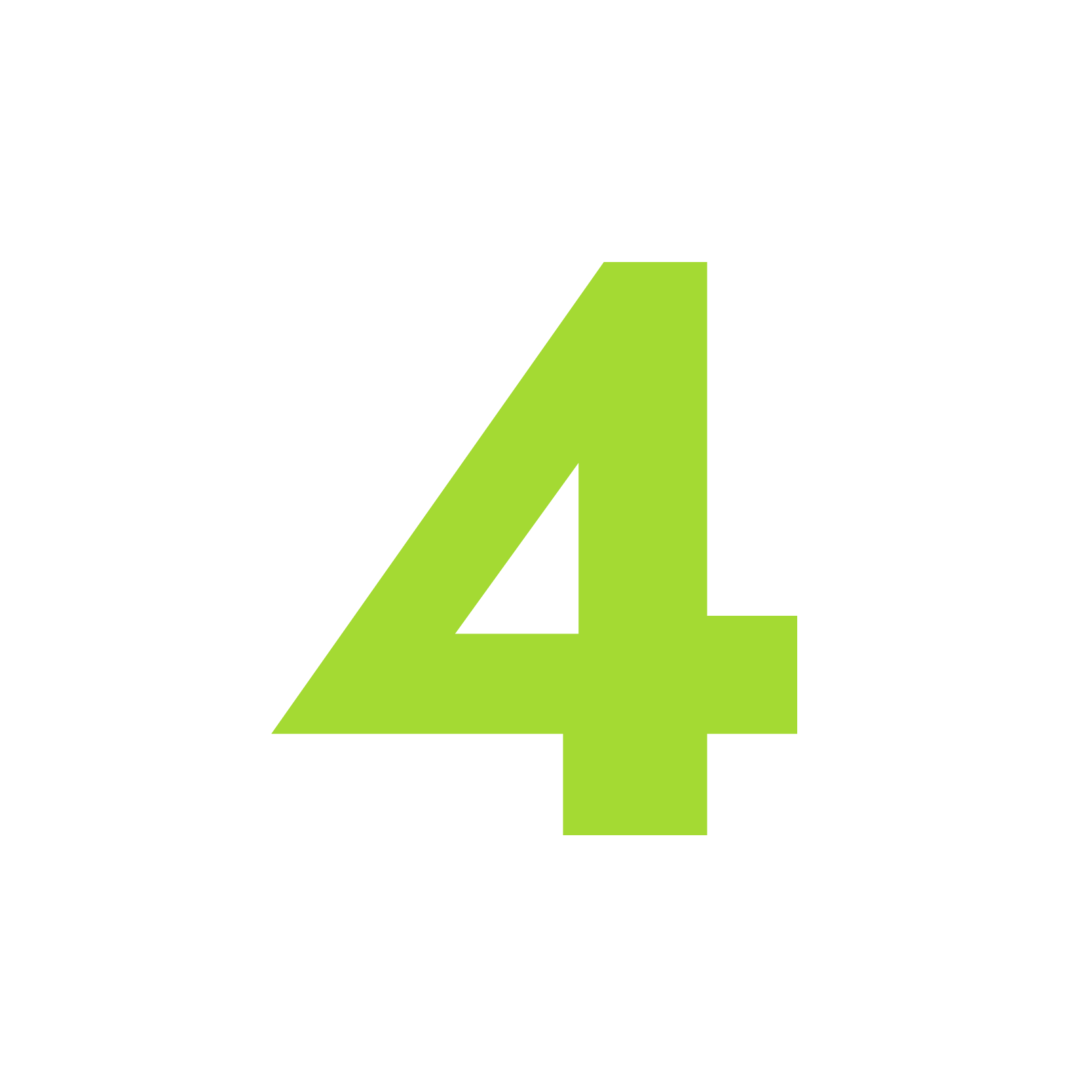 Große grüne Zahl 4 auf weißem Hintergrund.