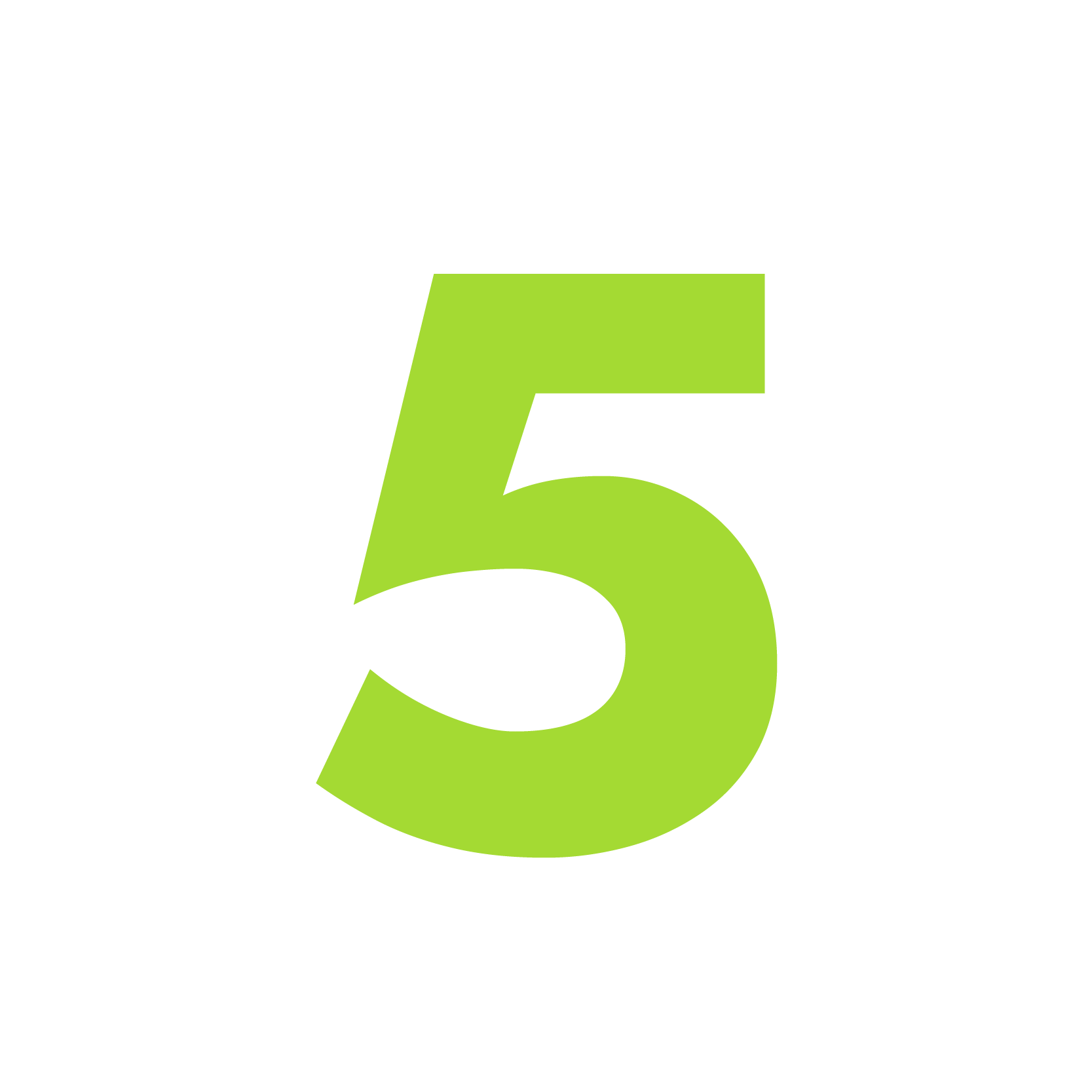 Große grüne Zahl 5 auf schwarzem Hintergrund.