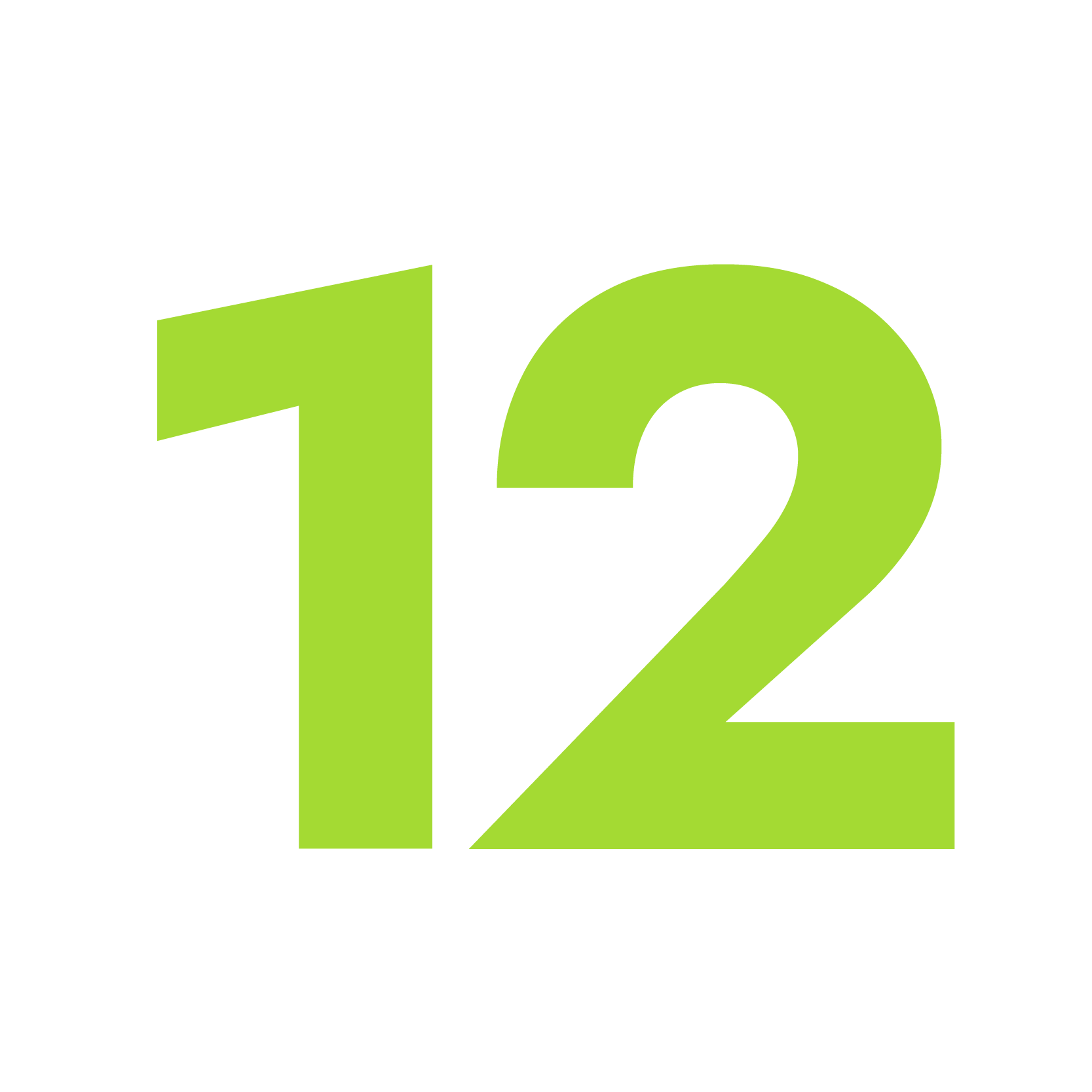 Die Zahl 12 in grüner Schrift auf schwarzem Hintergrund.