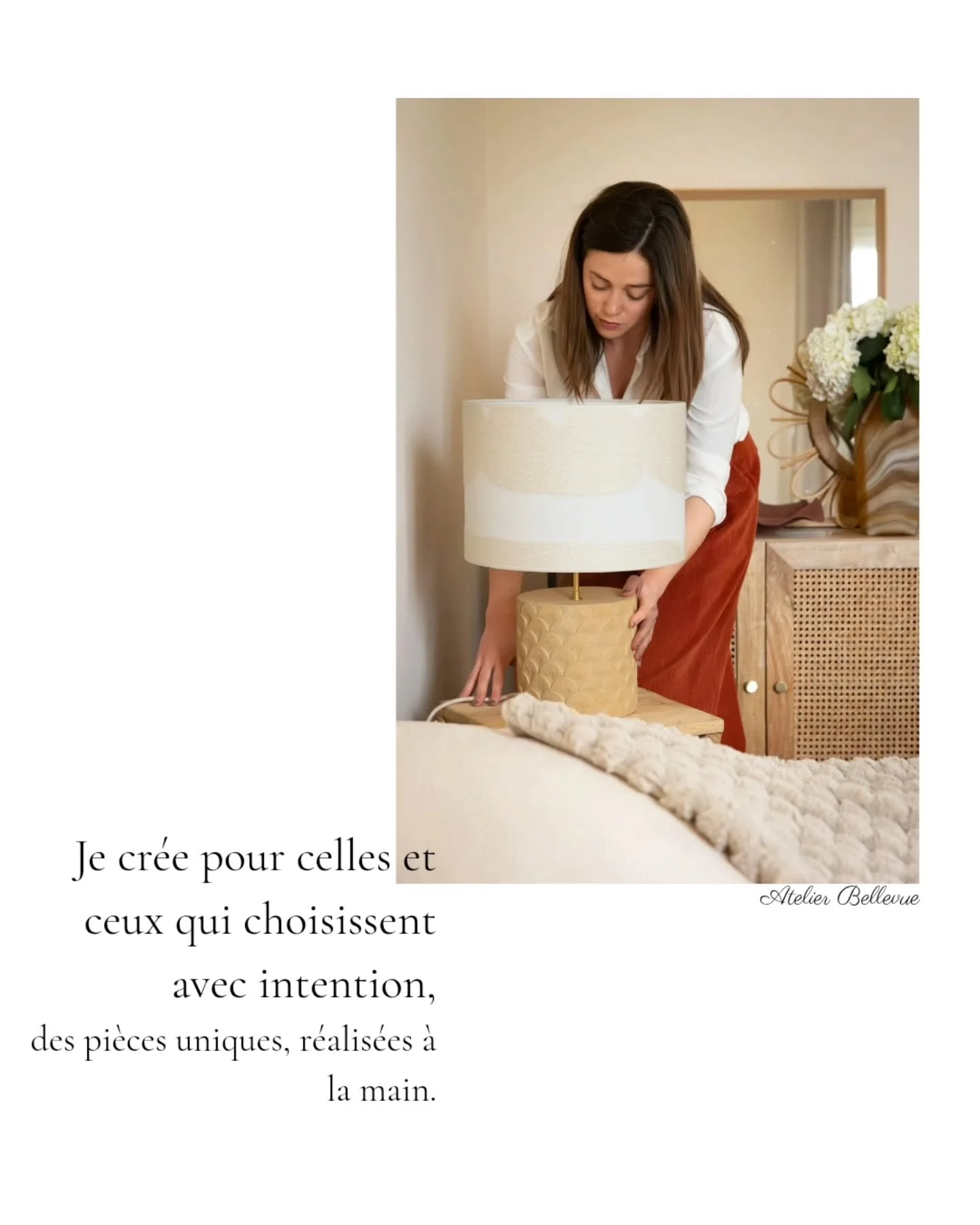 J&rsquo;ai cr&eacute;&eacute; Atelier Bellevue&reg; pour insuffler plus d&rsquo;authenticit&eacute; &agrave; nos int&eacute;rieurs.

L&rsquo;id&eacute;e : ne plus avoir la m&ecirc;me lampe ou le m&ecirc;me vase que tout le monde.

Je m&rsquo;adresse 