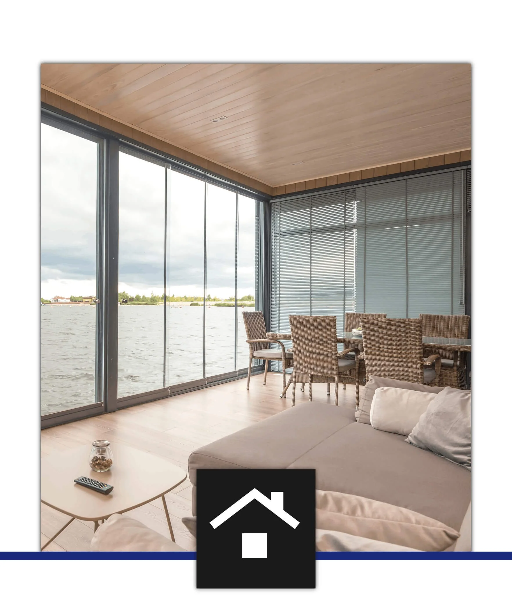 Modern eingerichteter Sommer- und Wintergarten von MTP mit großen Fenstern und Blick auf einen Garten, maßgefertigt für lichtdurchflutete Räume.