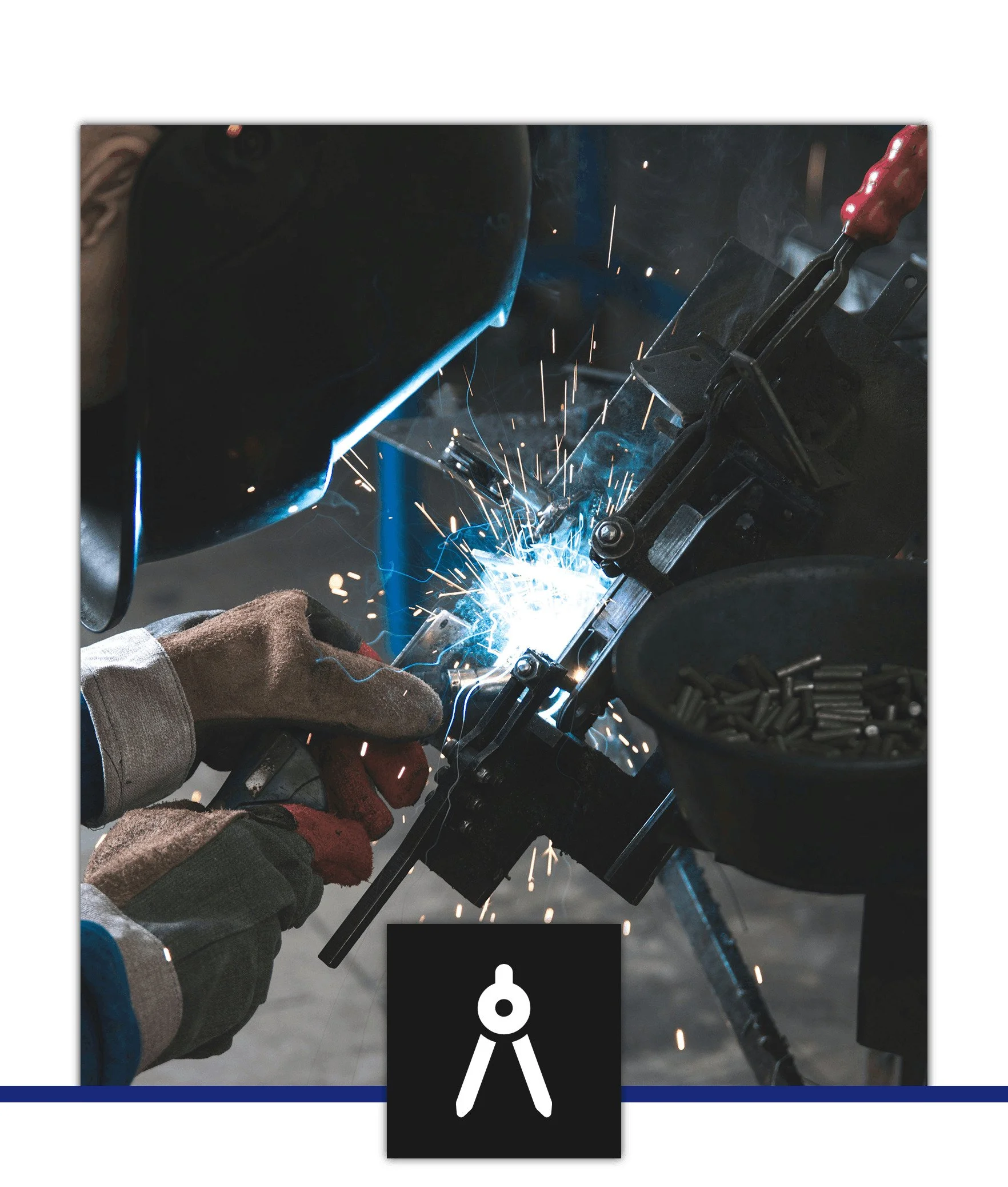 Metallbau un Schlosser Icon mit einem Bild von Metallarbeiten