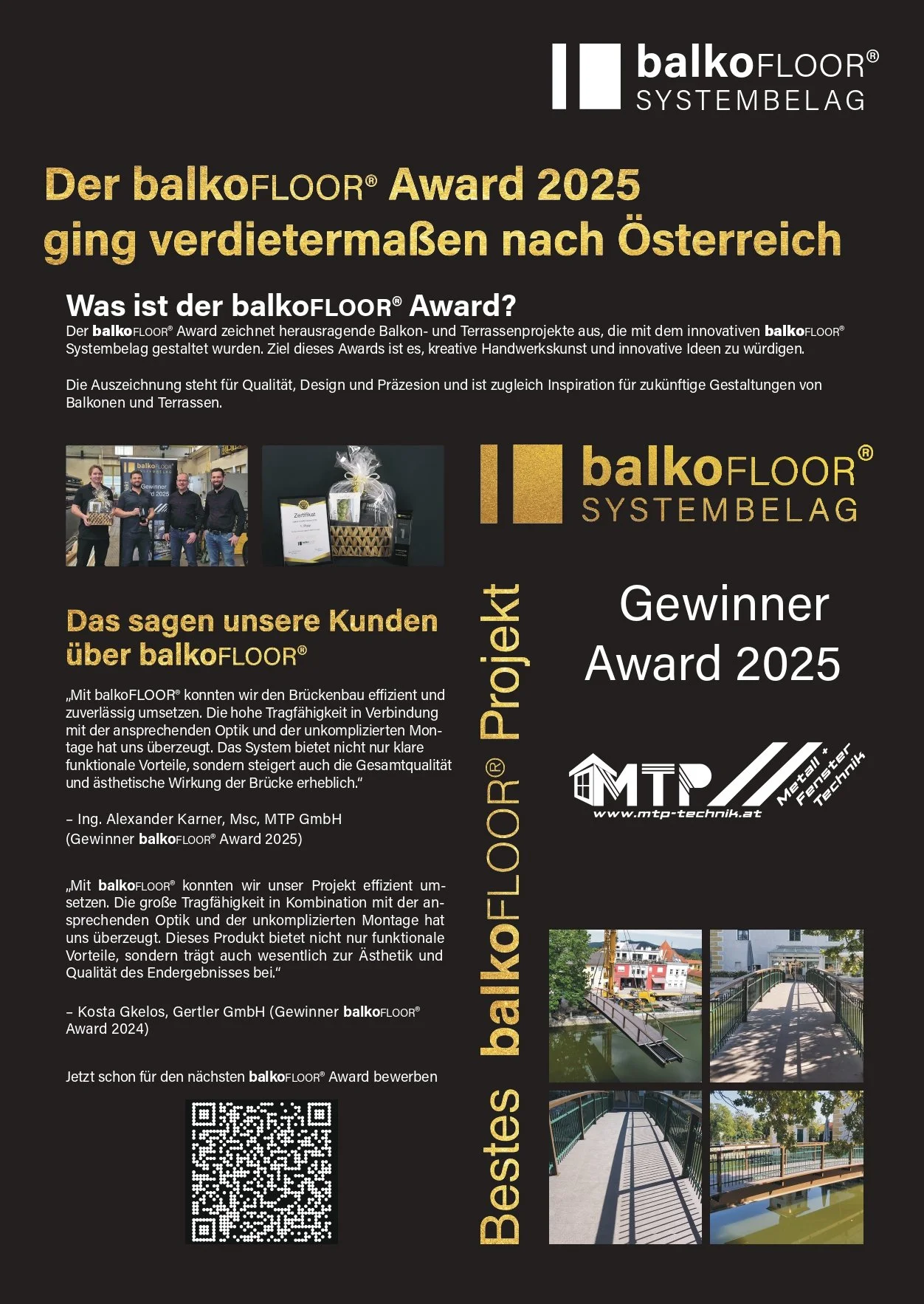 Auszeichnung von Balkofloor für MTP Technik.