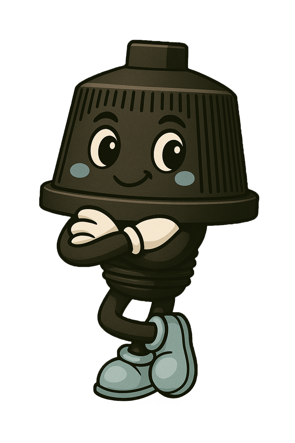 Maskottchen einer Filterdüse im Cartoon-Stil