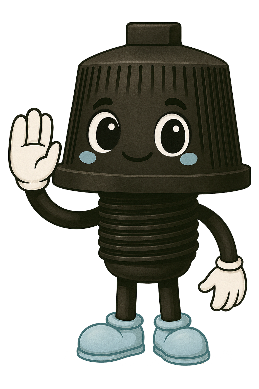 Maskottchen einer Filterdüse im Cartoon-Stil