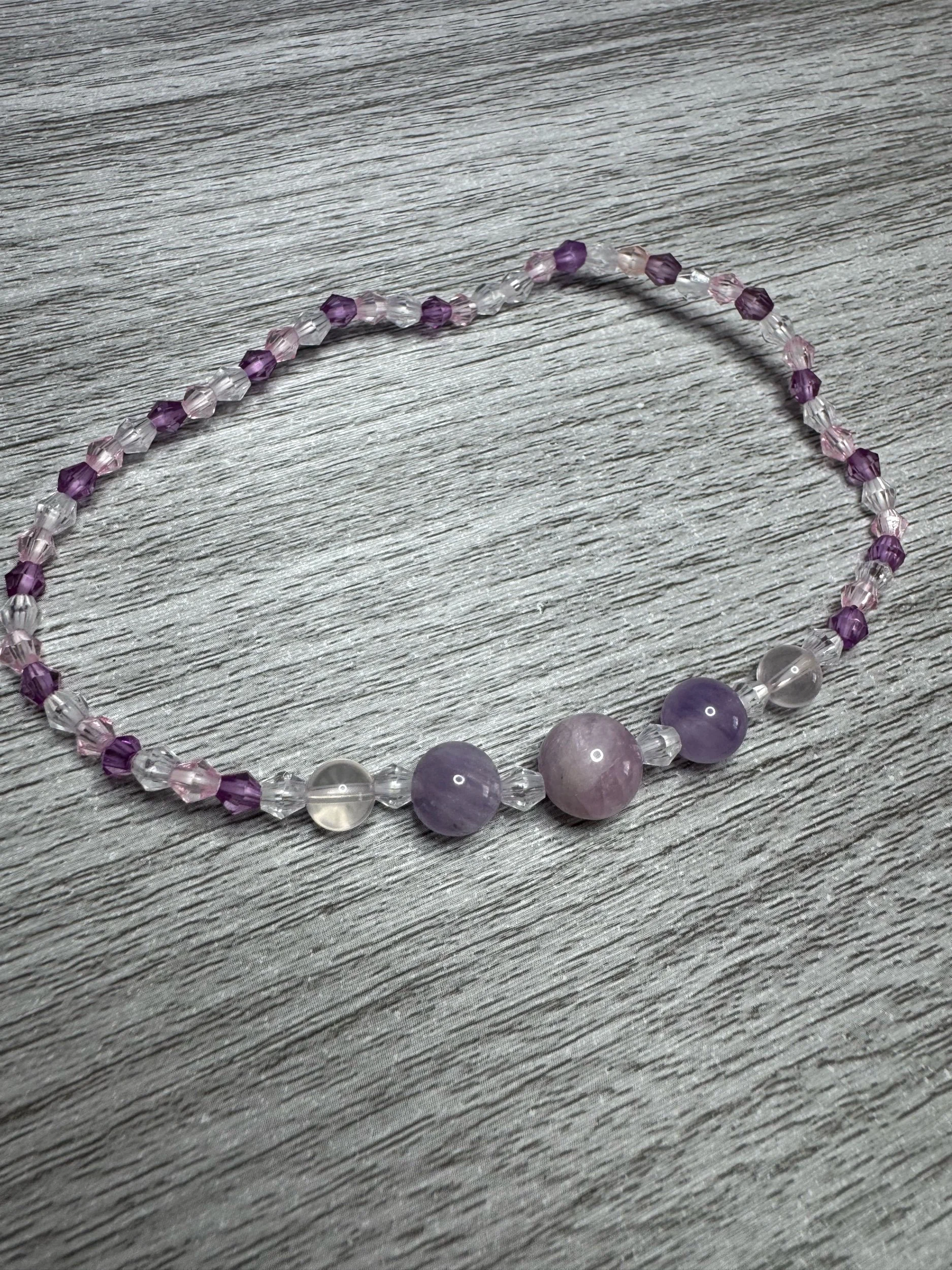 Kunzite, Amethyst & Rose Quartz Seasonal Anklet