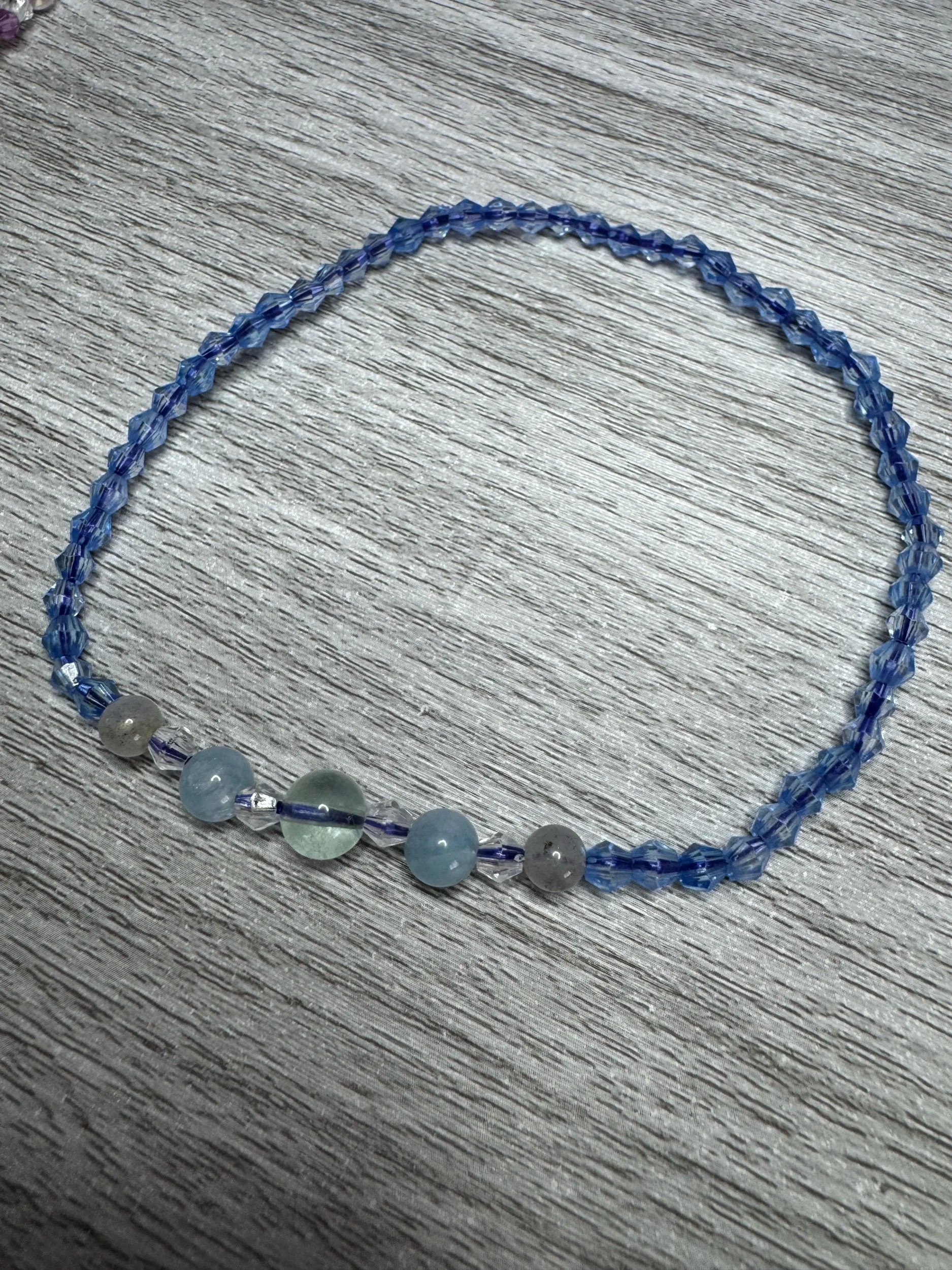 Blue Fluorite, Aquamarine & Labradorite Seasonal Anklet