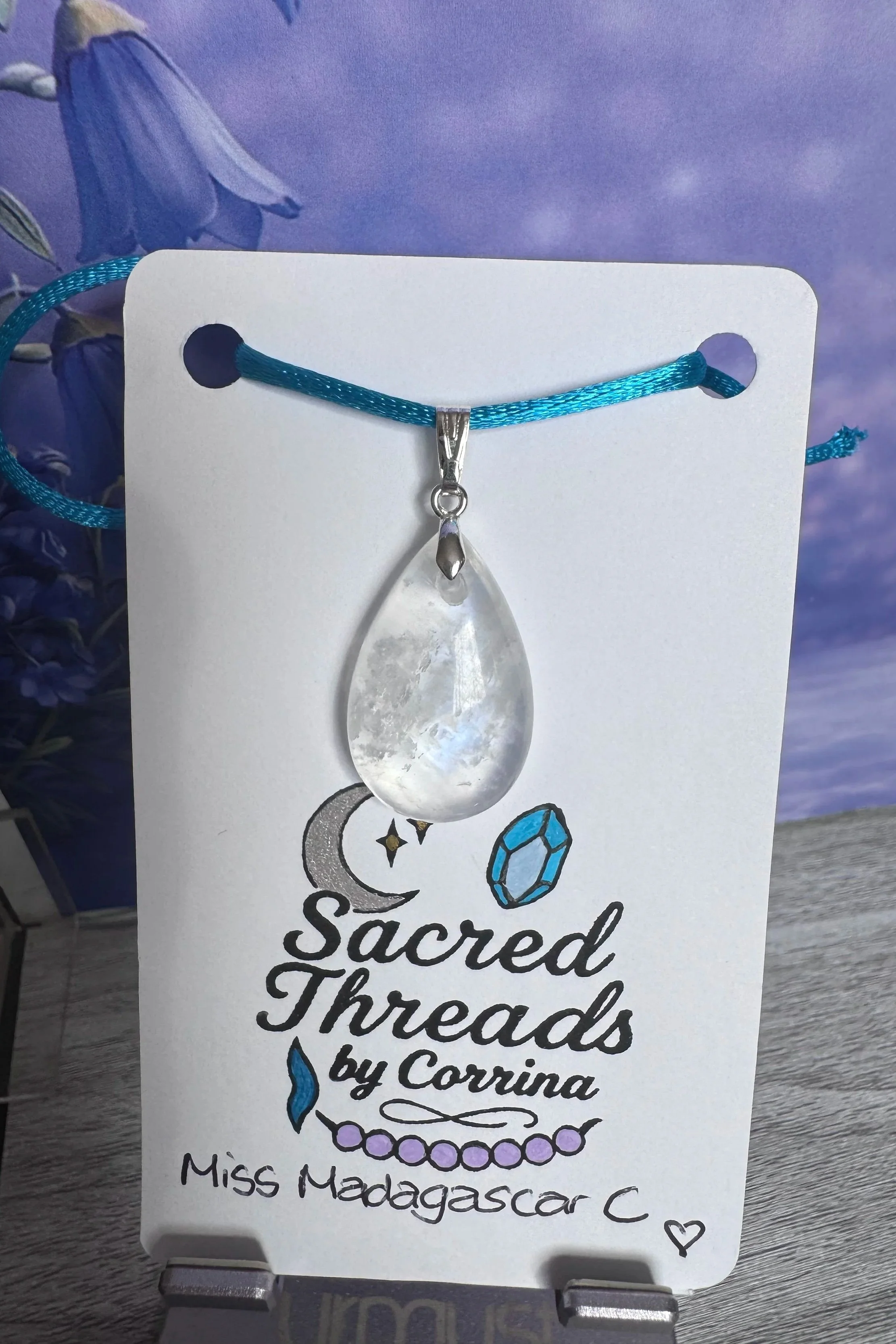Seer - Miss Madagascar C - High Grade Madagascan Moonstone Drilled Pendant