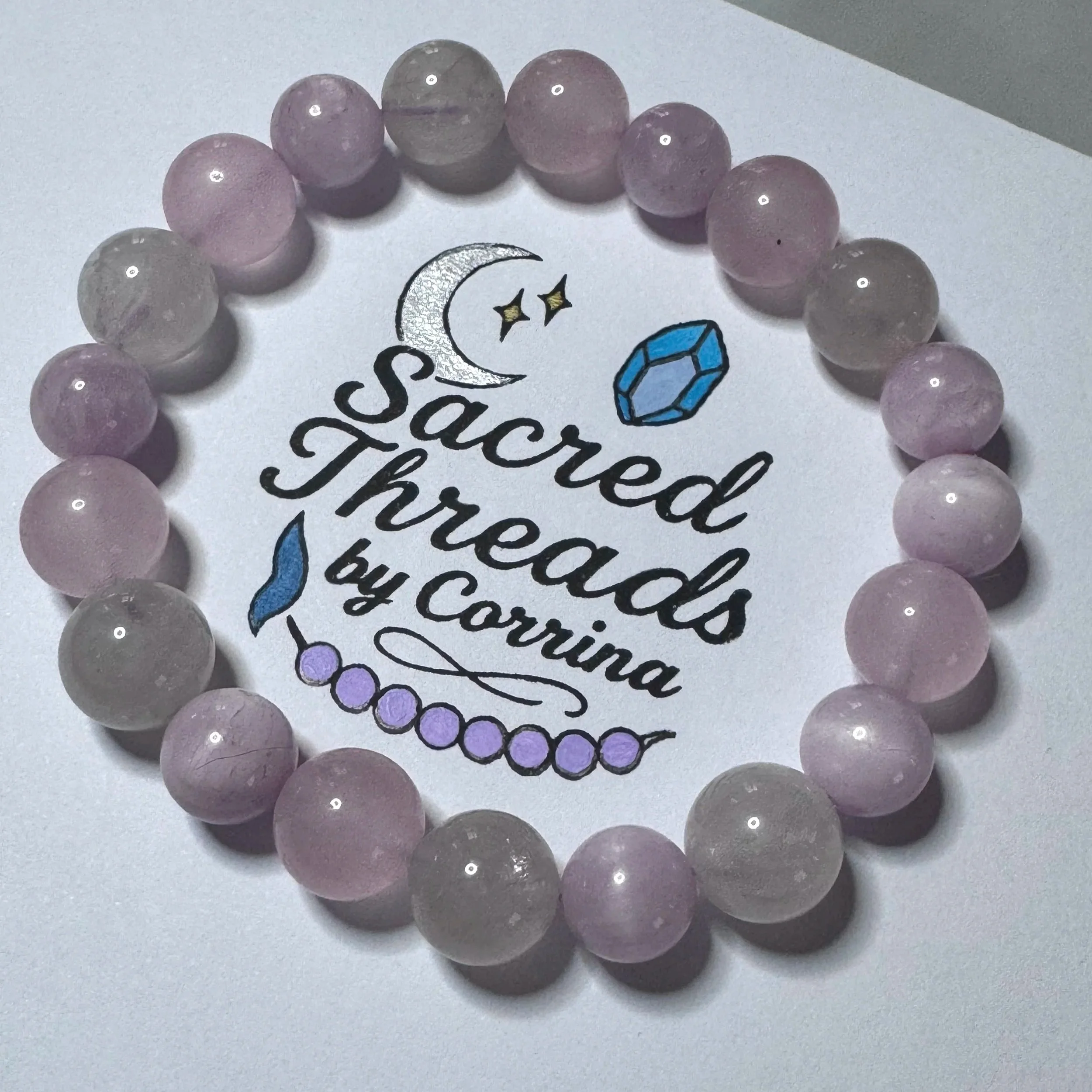 Rose Quartz, Lavender Moon Quartz & Kunzite