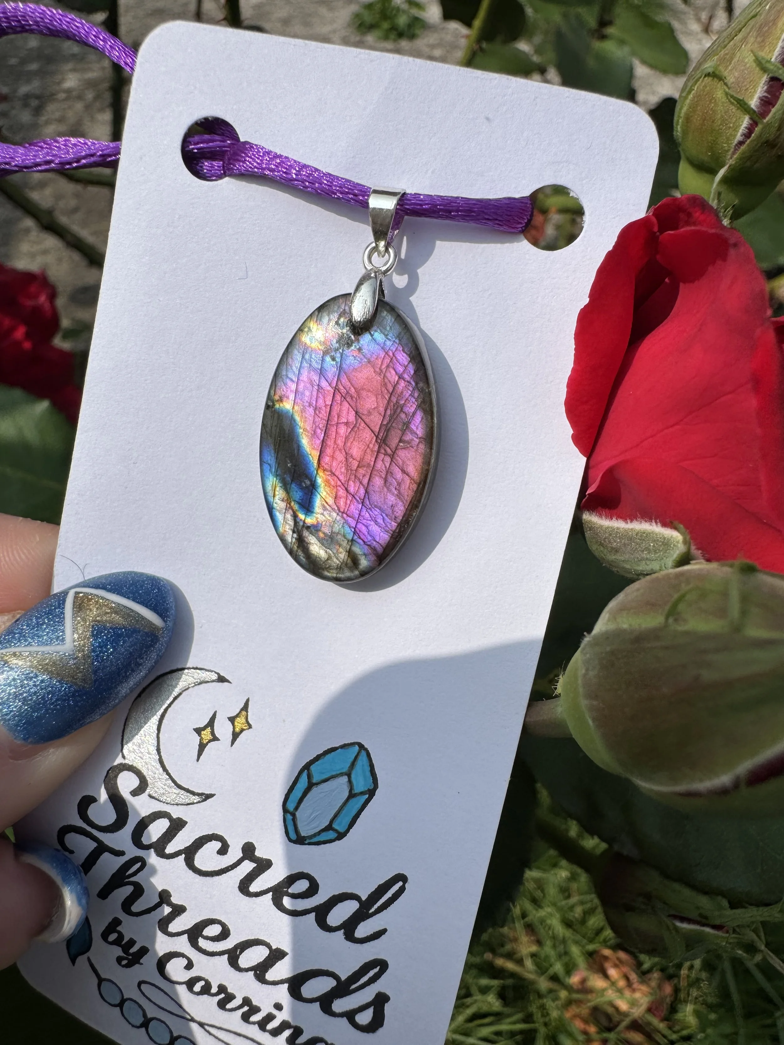 Mystic Magic - Drilled Spectrolite Pendant S925