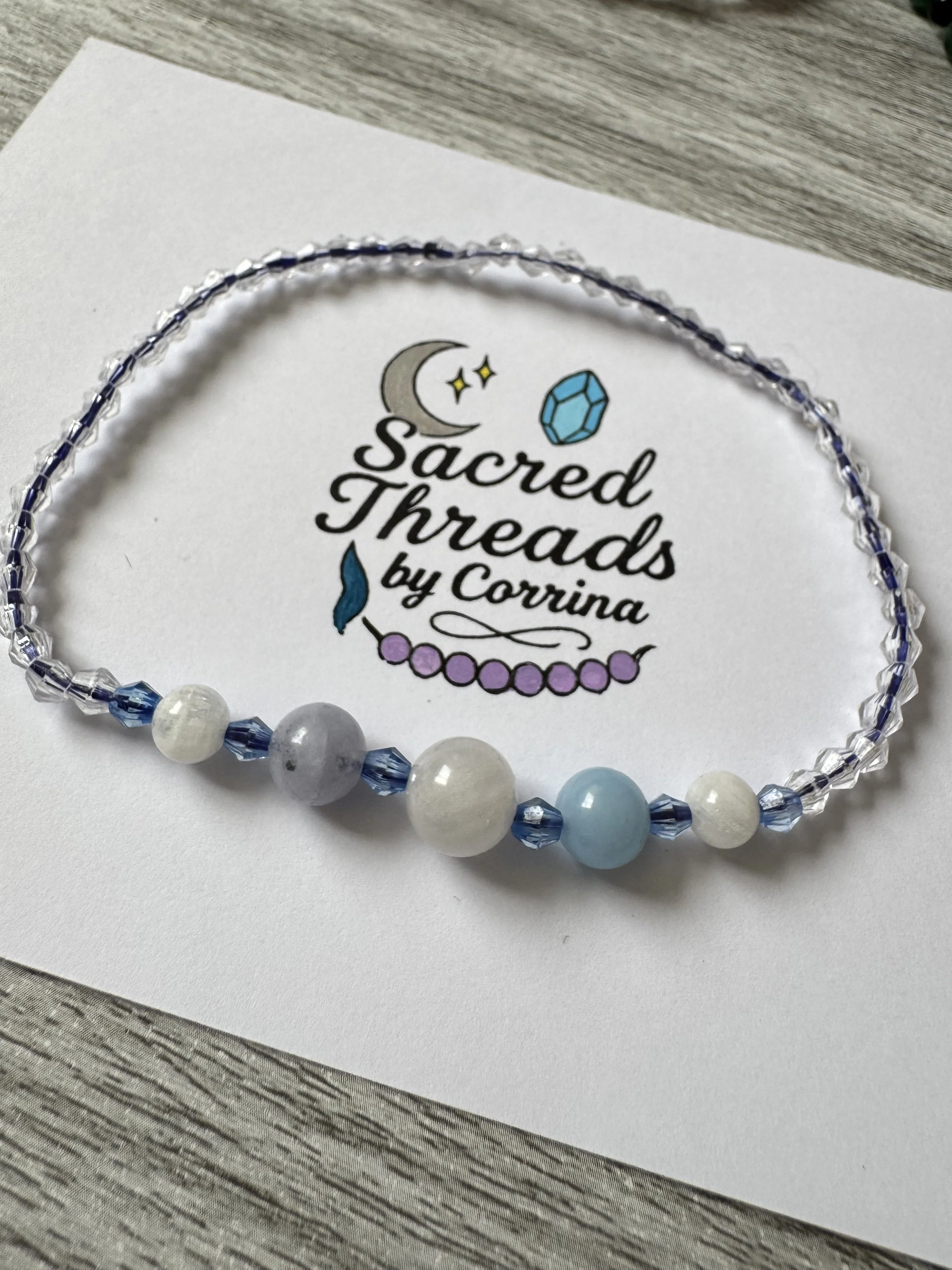 Moonstone & Angelite Anklet