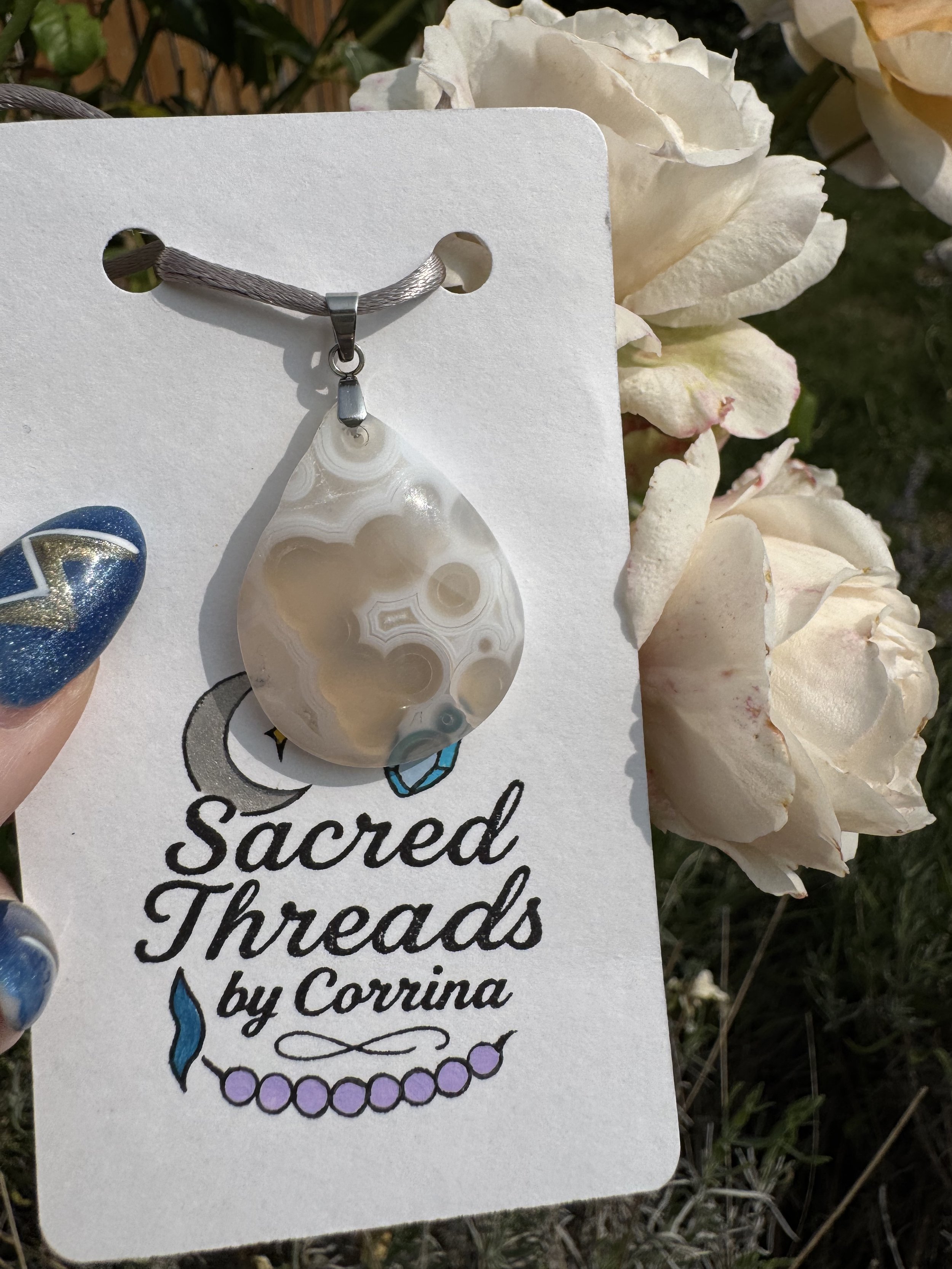Resilience - Indonesian Orbicular Agate Pendant - Hand Carved & Repolished