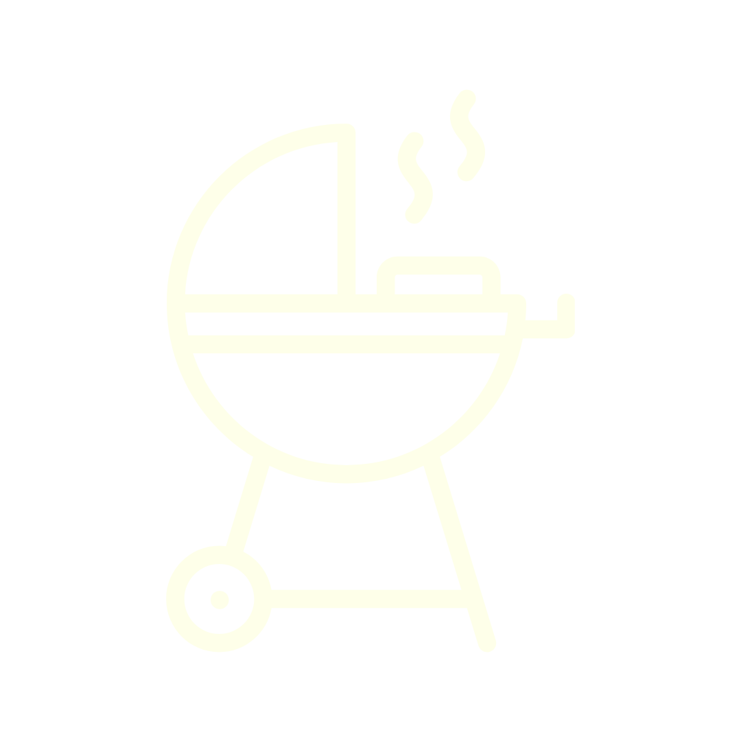Outline icon of a barbecue grill with smoke rising.