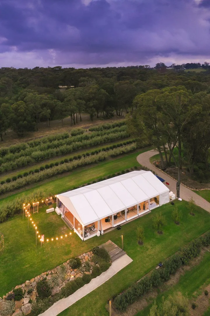 Aerial drone photograph of an event venue